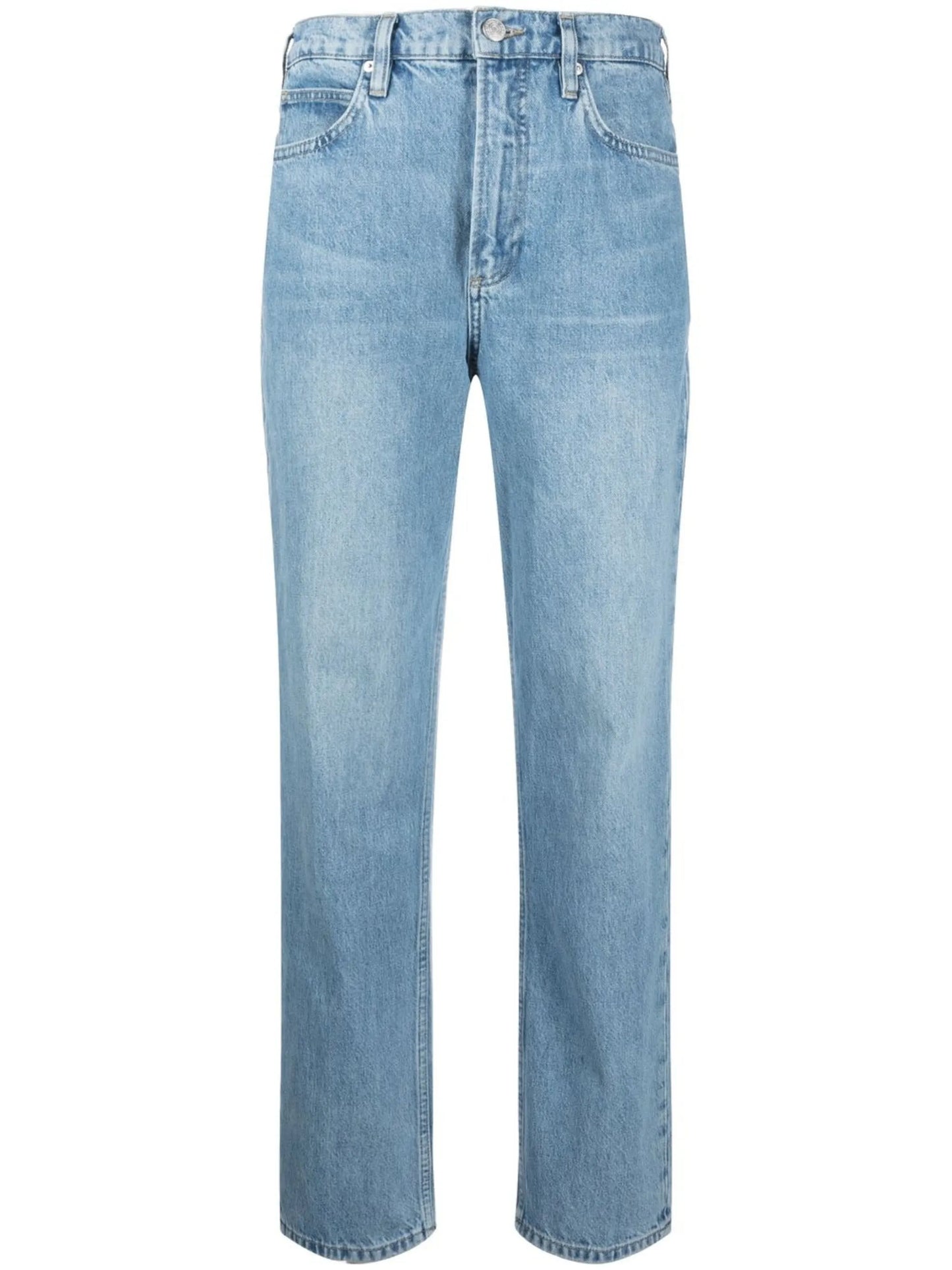 high-waist straight-leg jeans