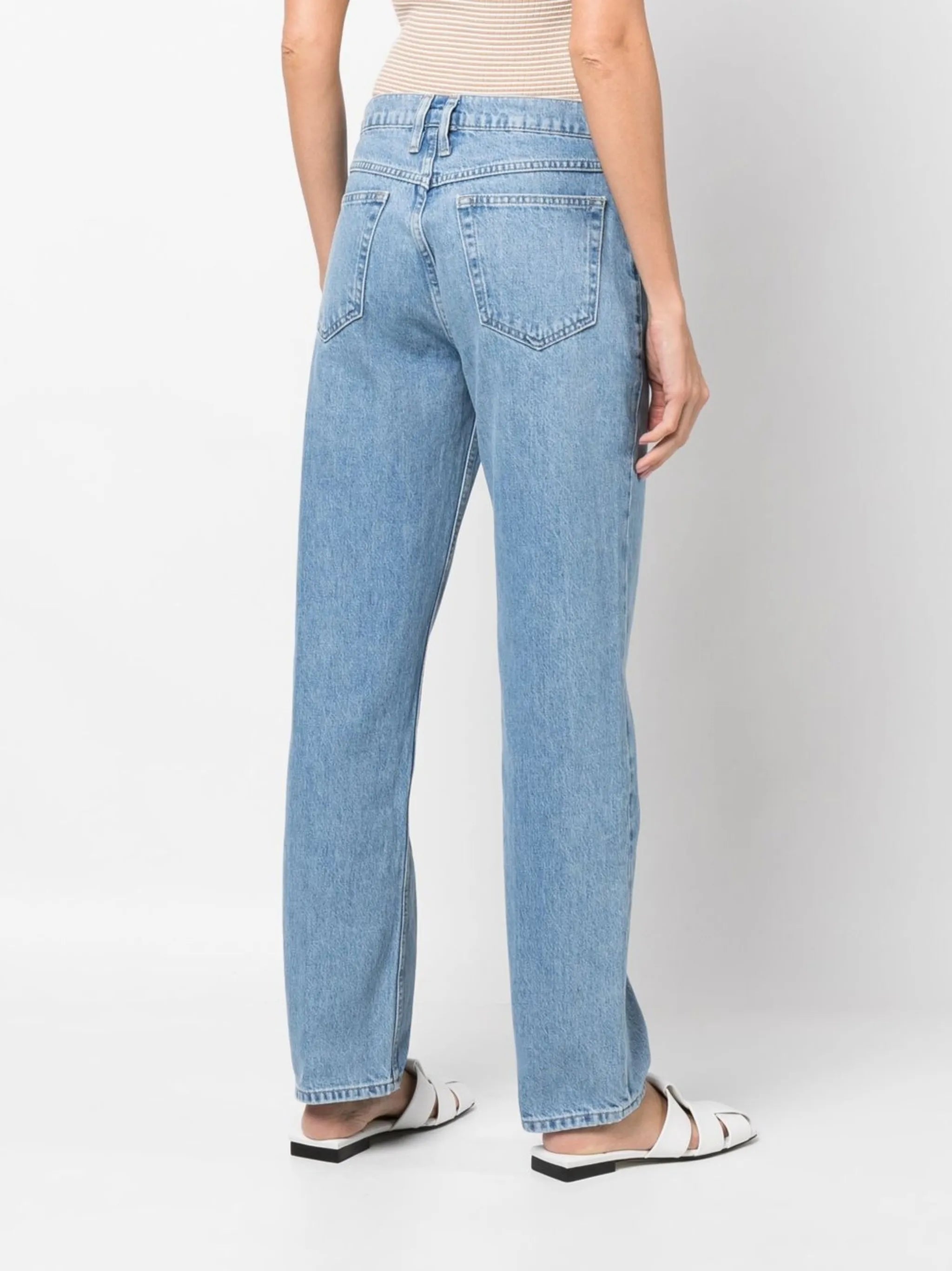 high-waist straight-leg jeans