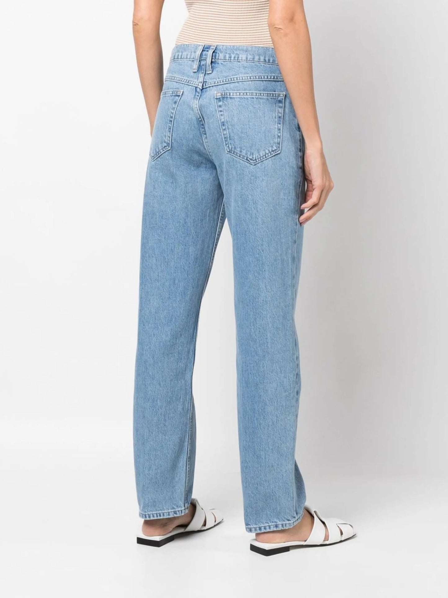 high-waist straight-leg jeans