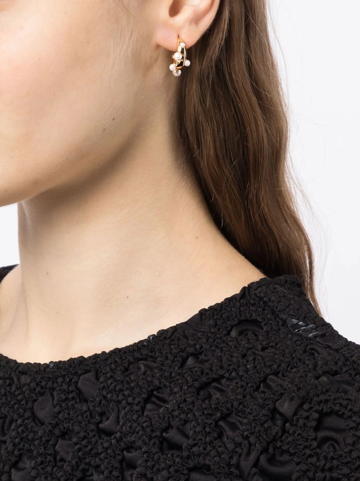pearl-embellished hoop earrings