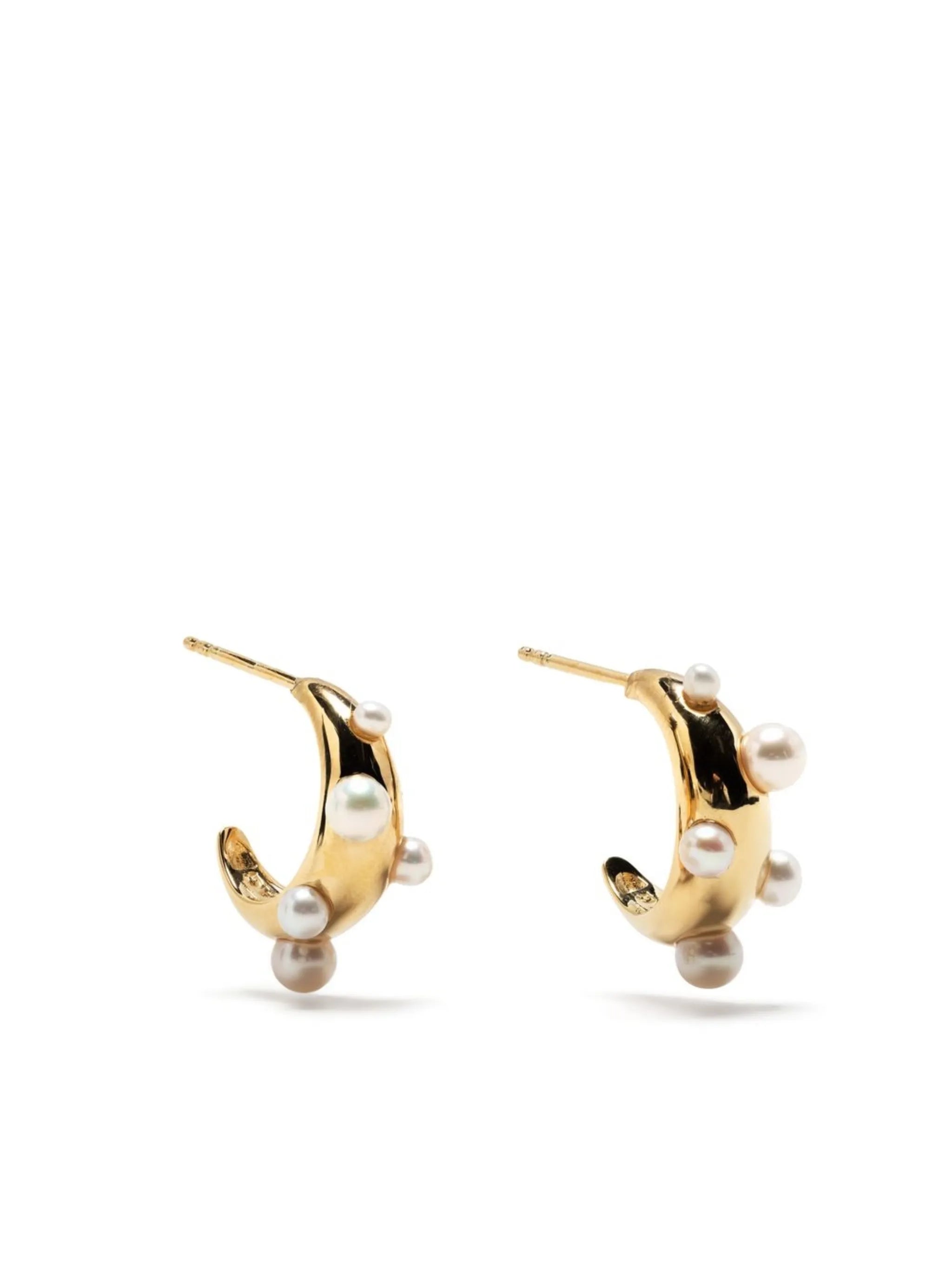 pearl-embellished hoop earrings