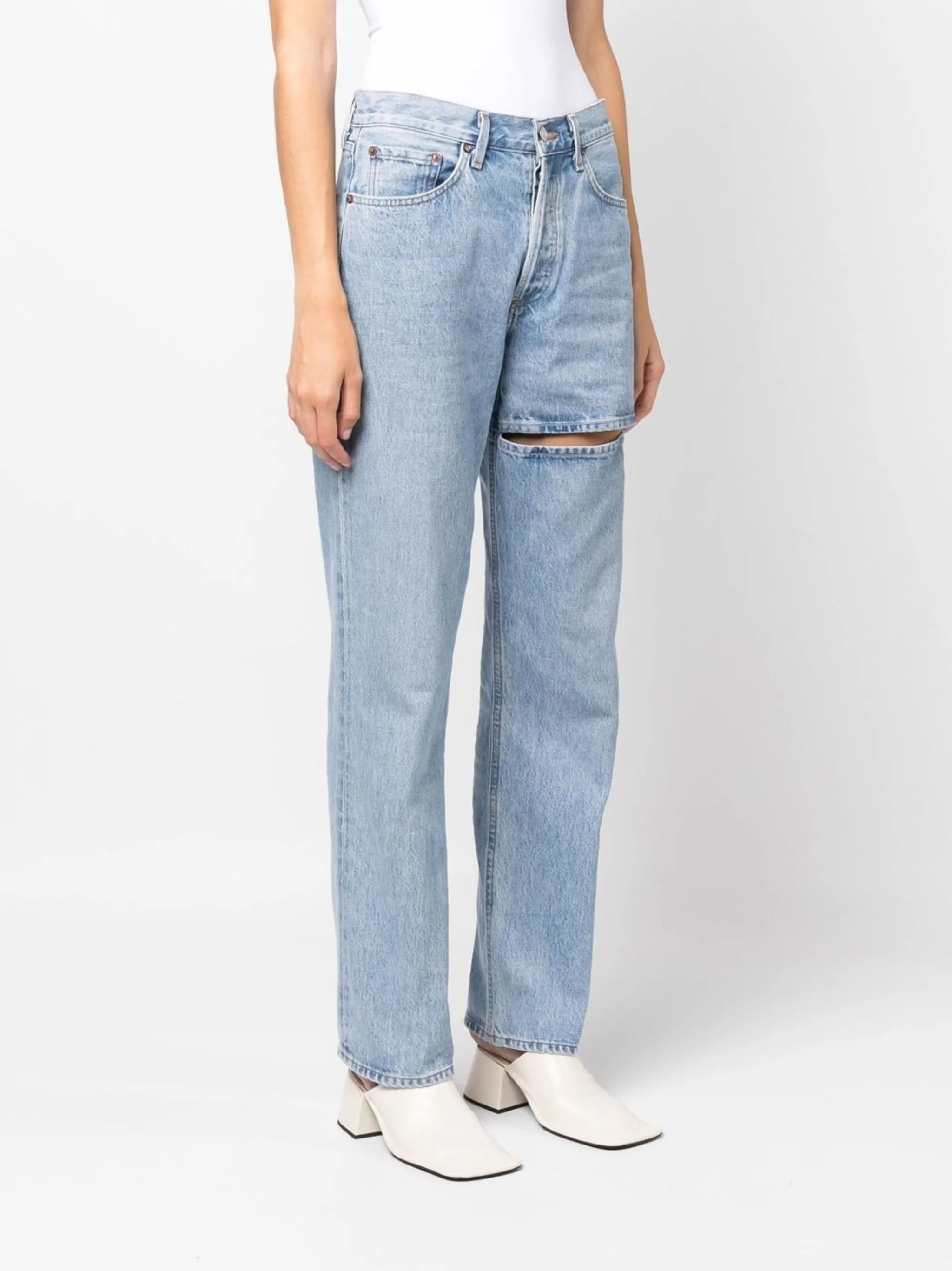 slit-detail jeans