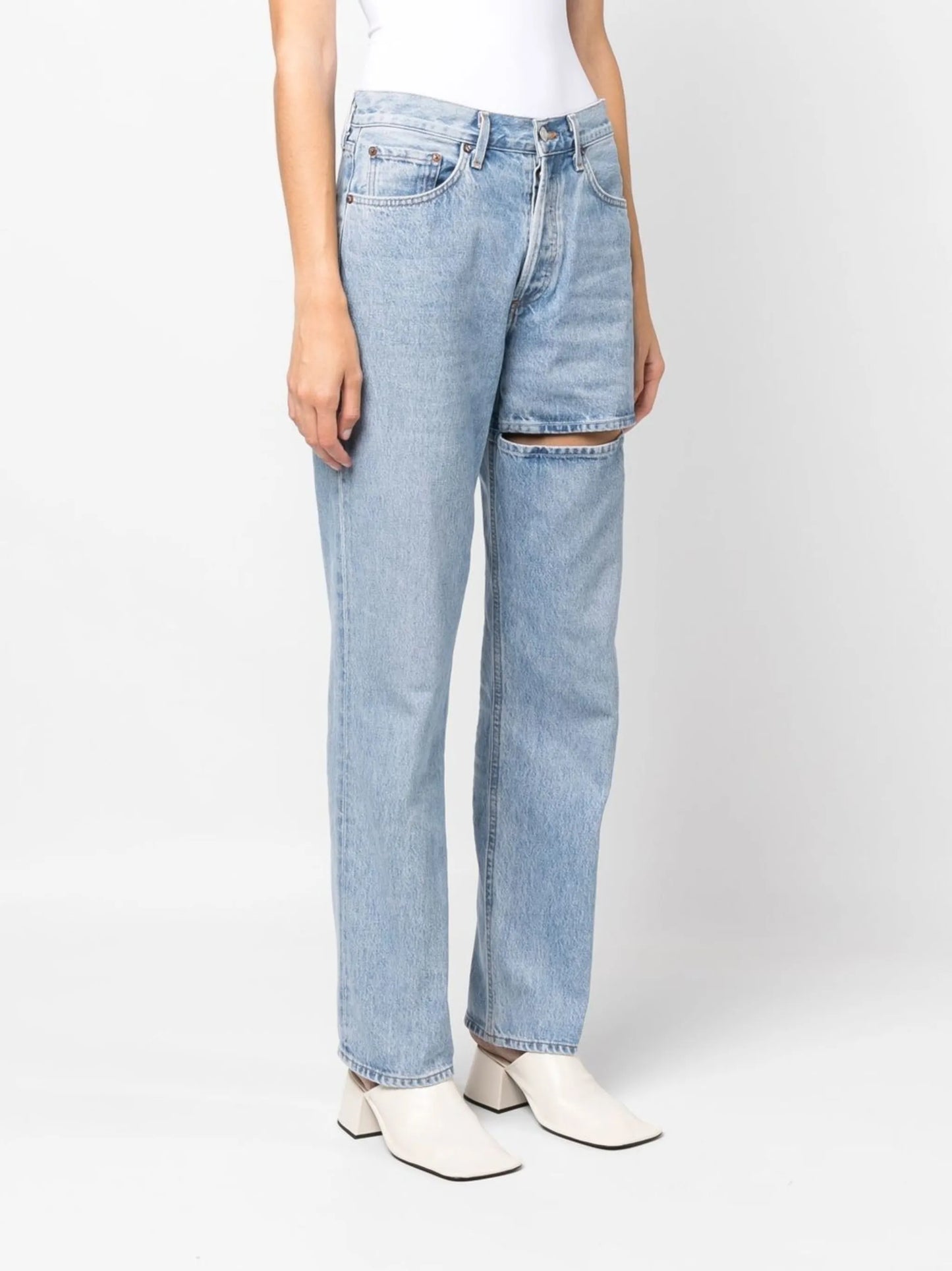 slit-detail jeans