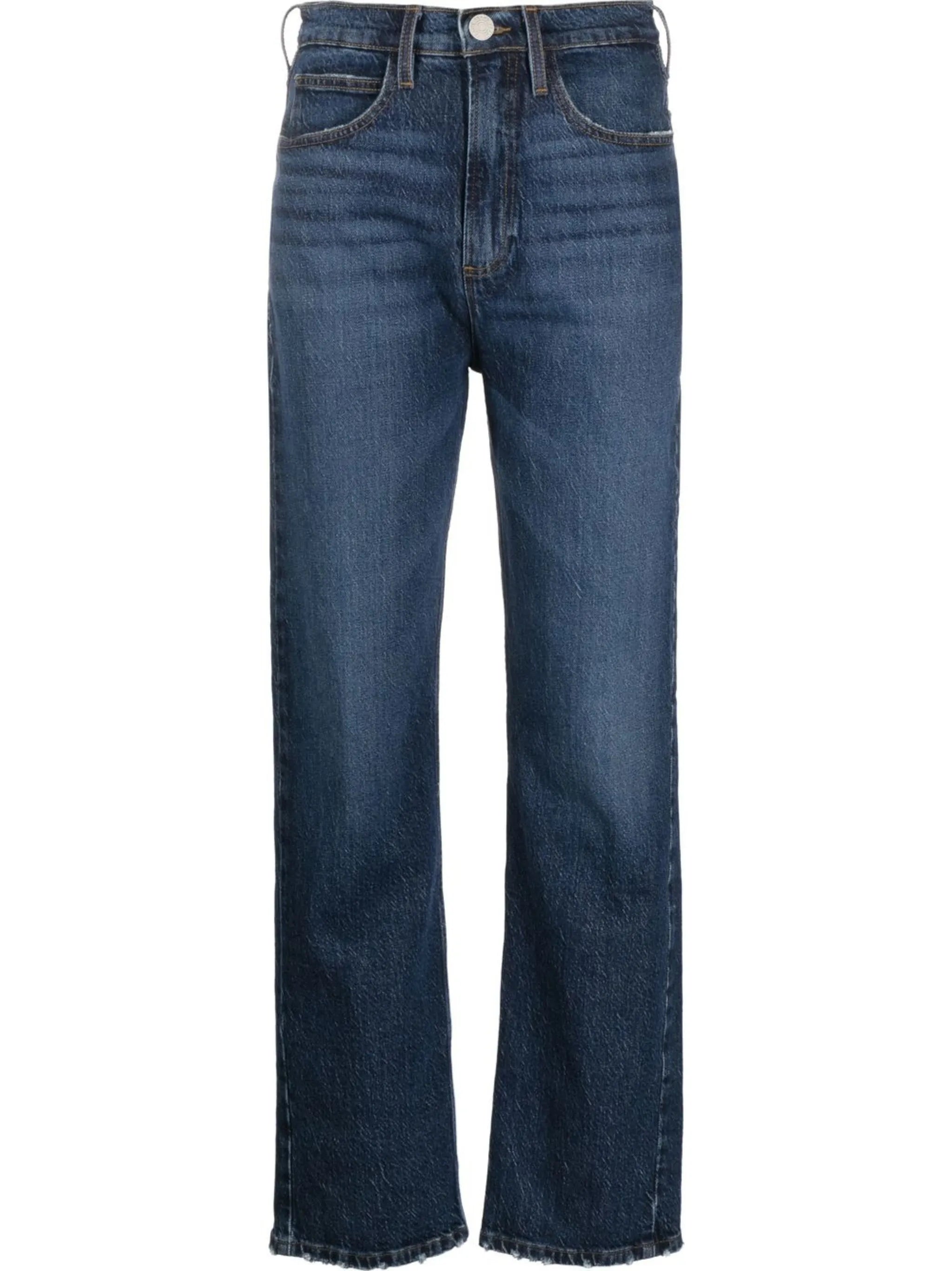 high-waisted straight-leg jeans