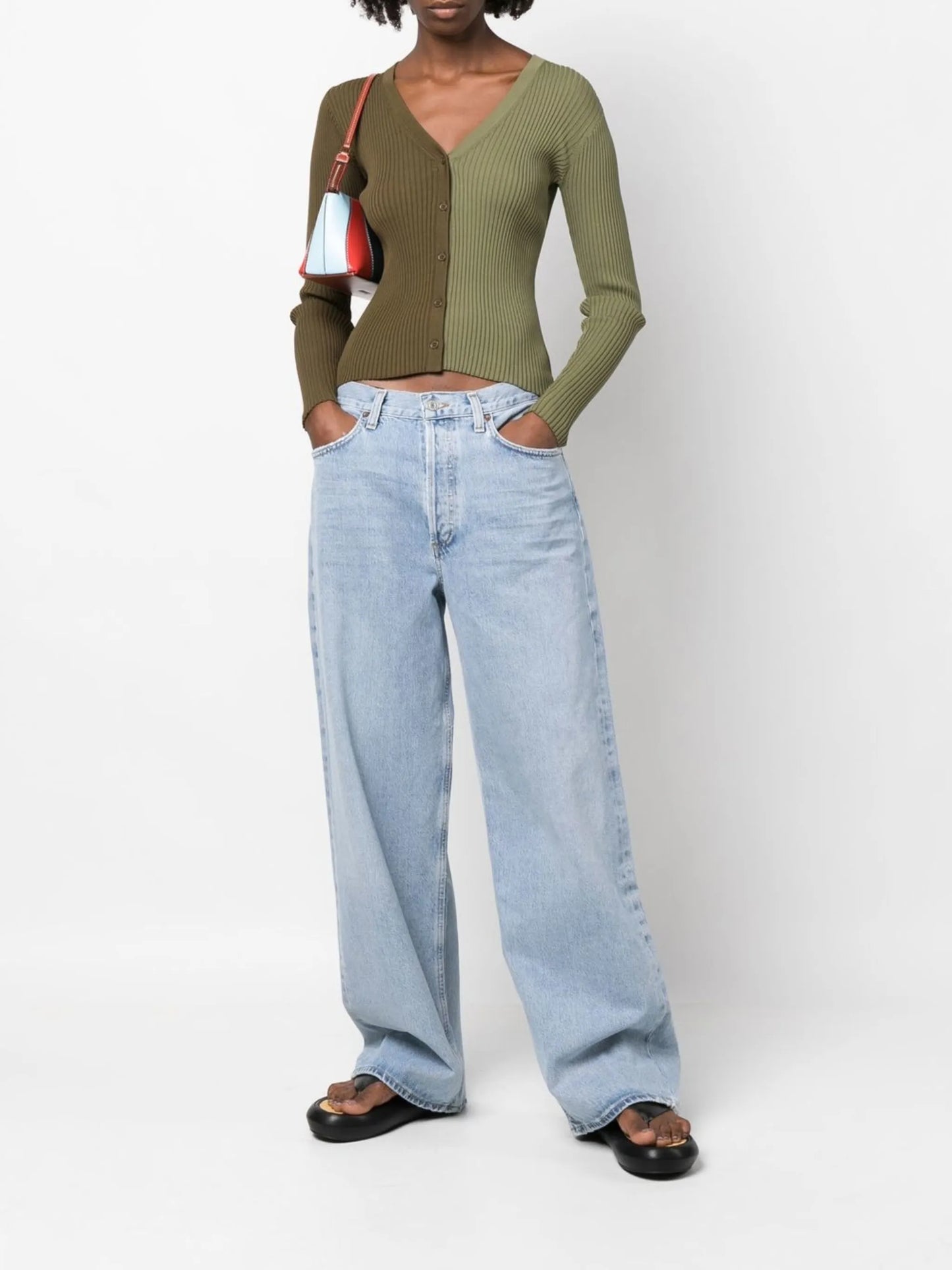 wide-leg stonewashed jeans