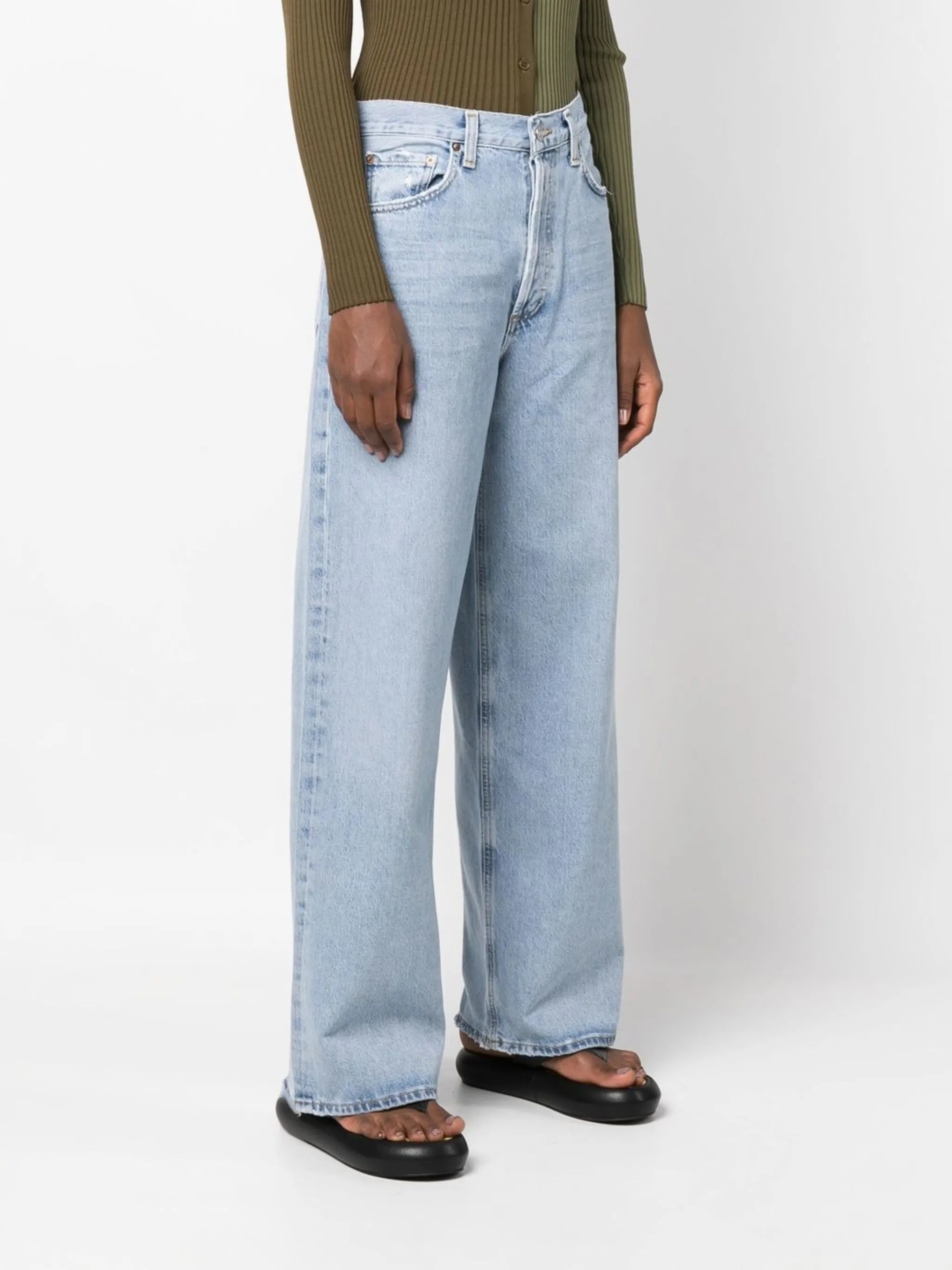 wide-leg stonewashed jeans