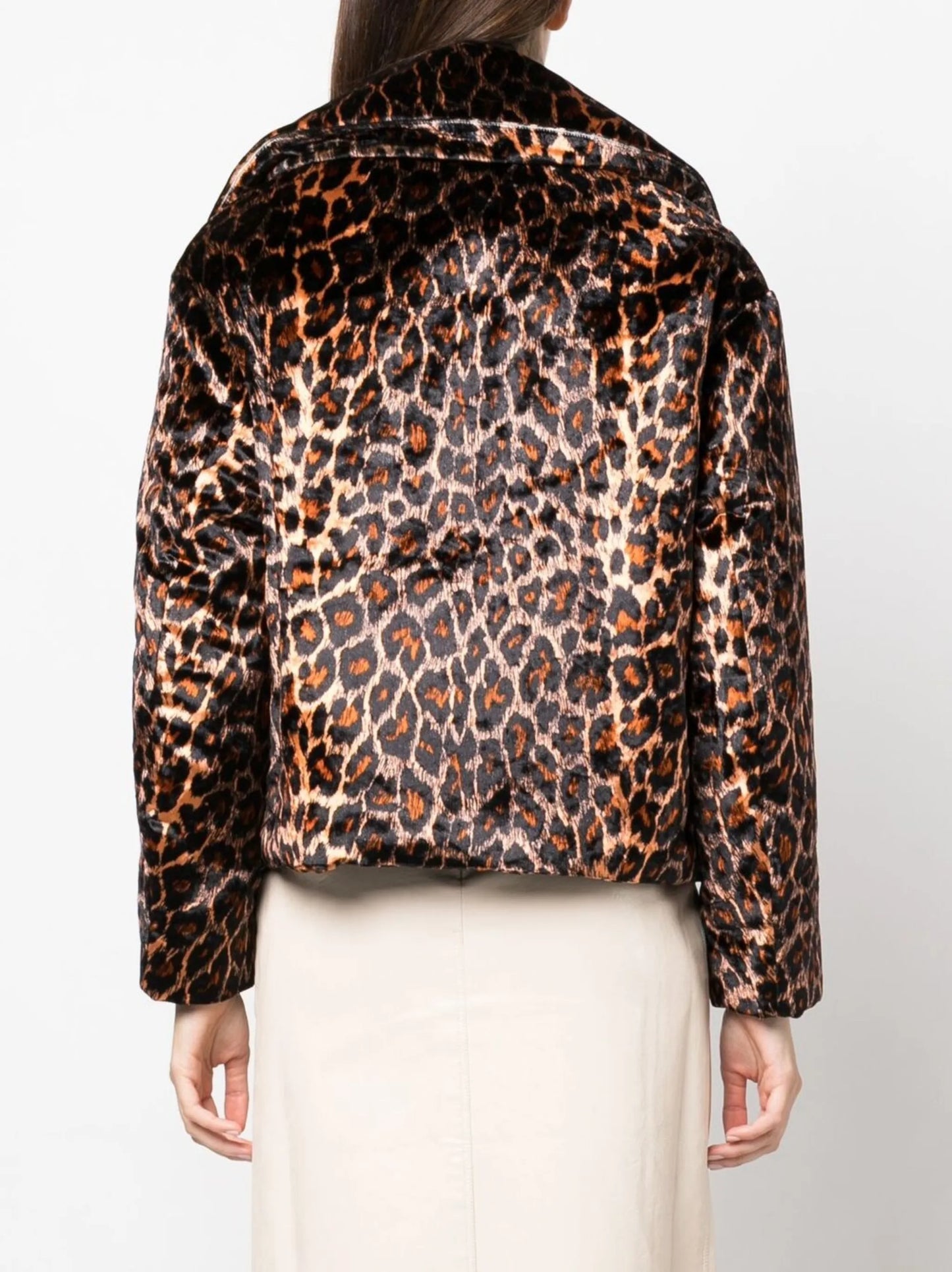 leopard-pattern velvet jacket