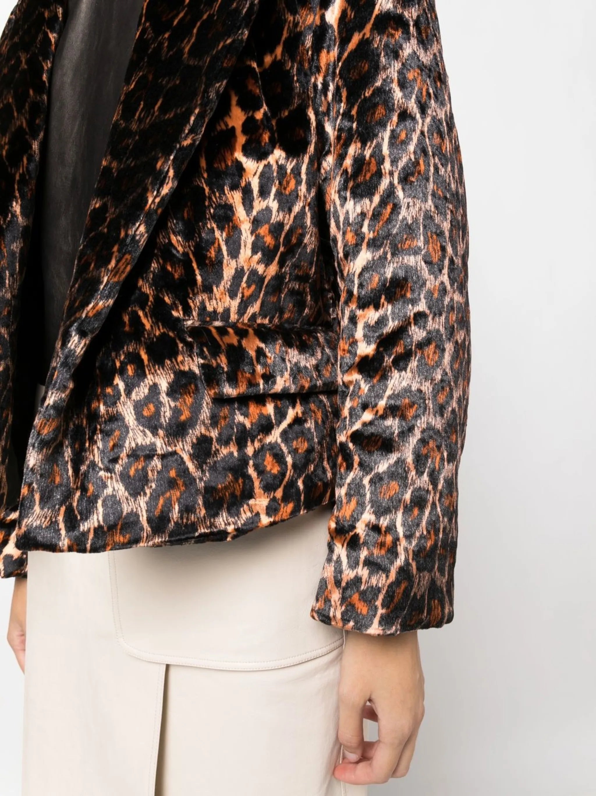 leopard-pattern velvet jacket