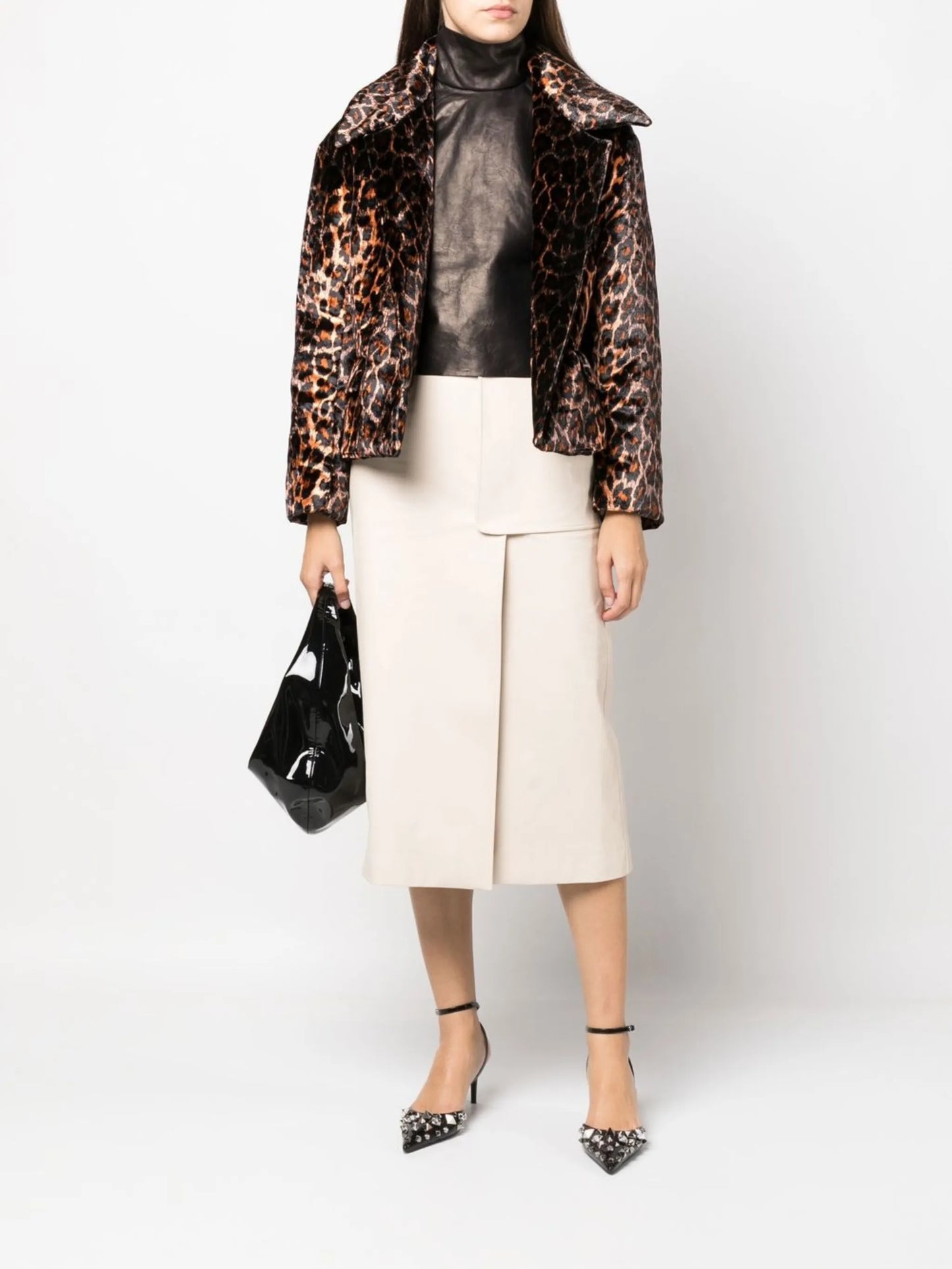 leopard-pattern velvet jacket