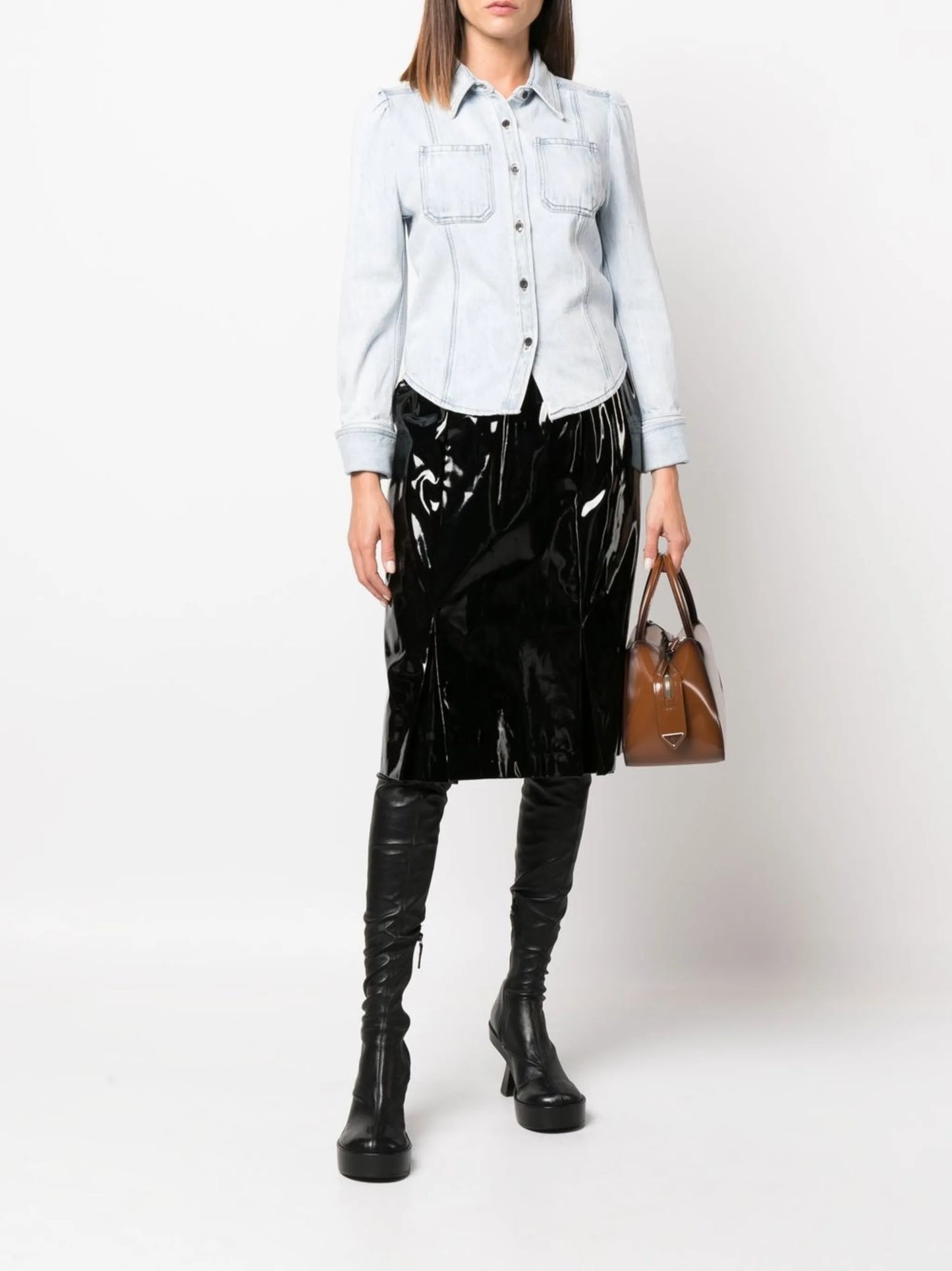 chest-pocket denim shirt