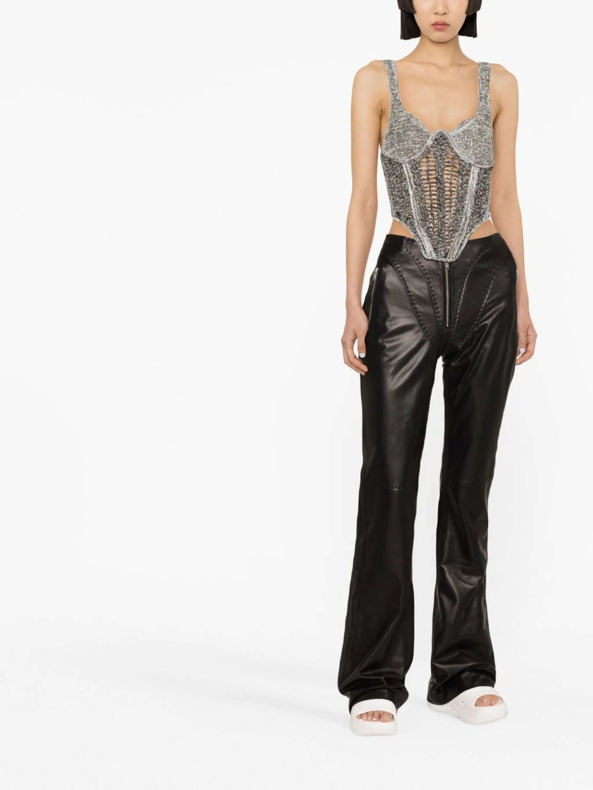 flared leather trousers