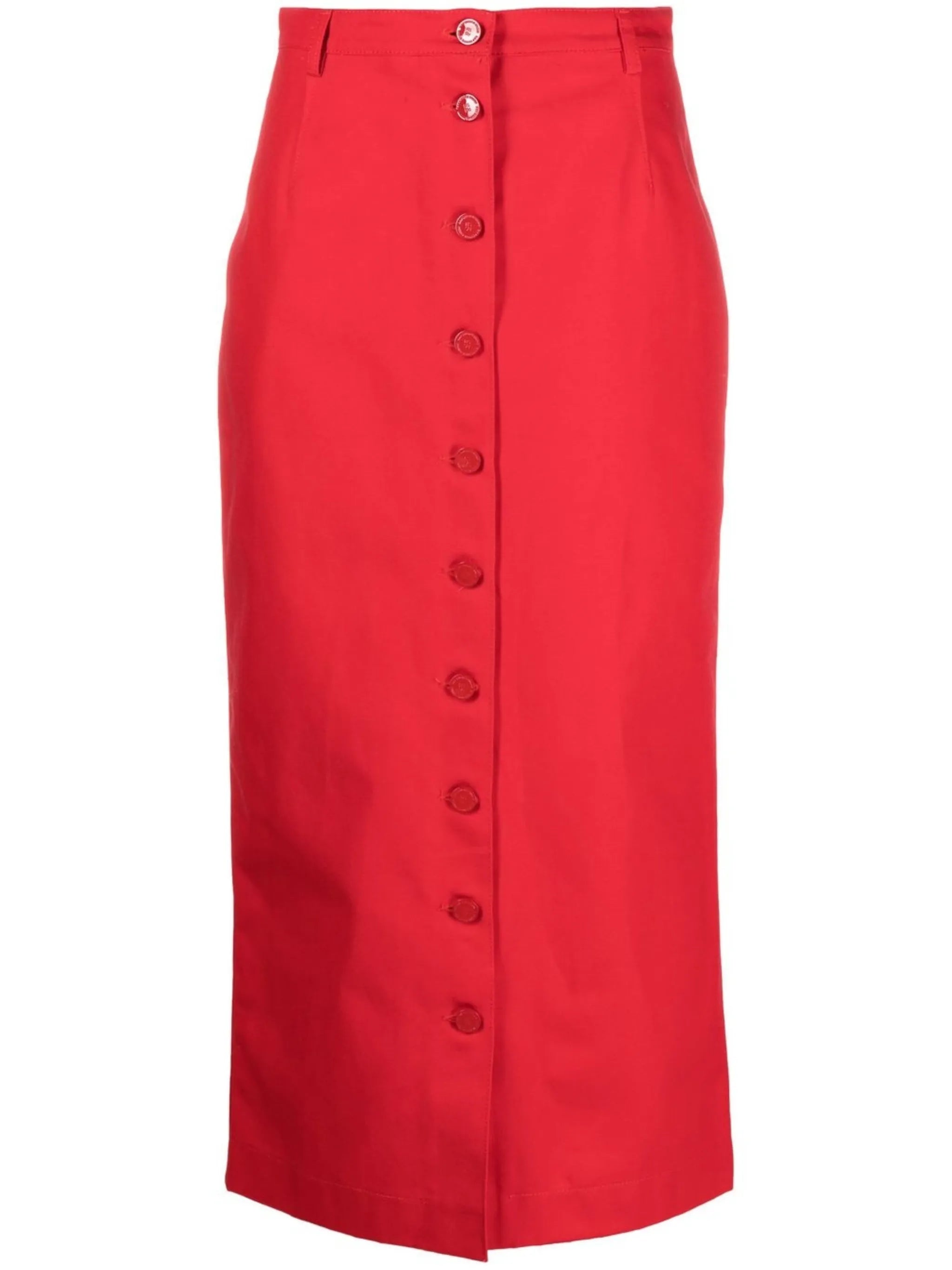 buttoned-up denim midi skirt