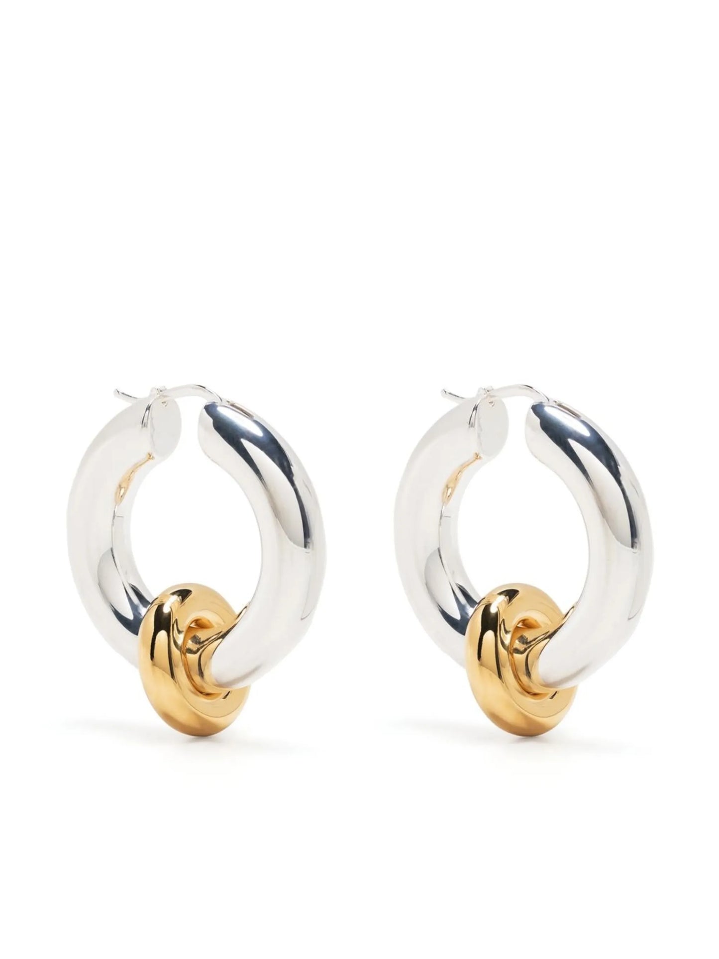 metallic two-tone hoop earrings