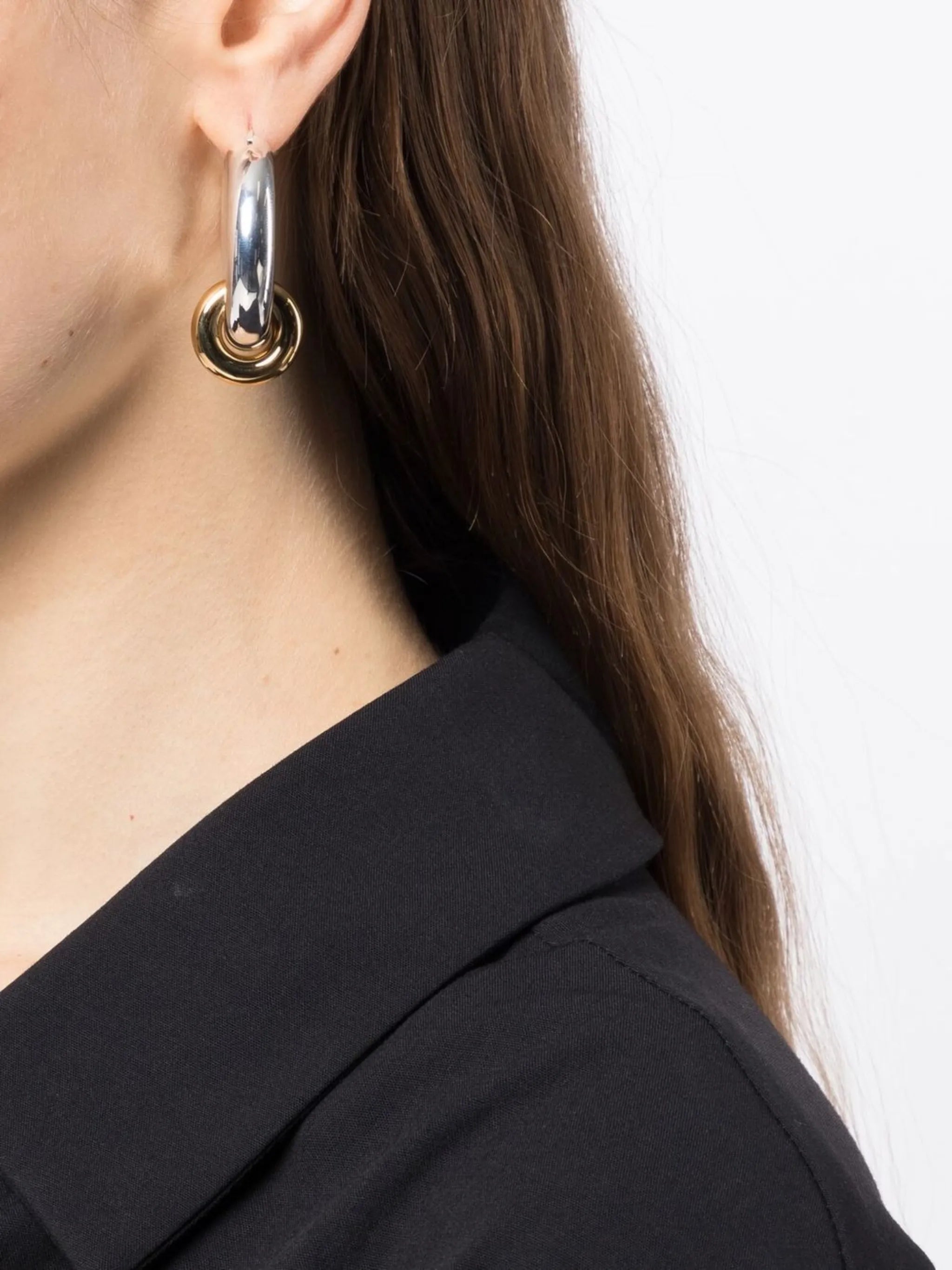 metallic two-tone hoop earrings