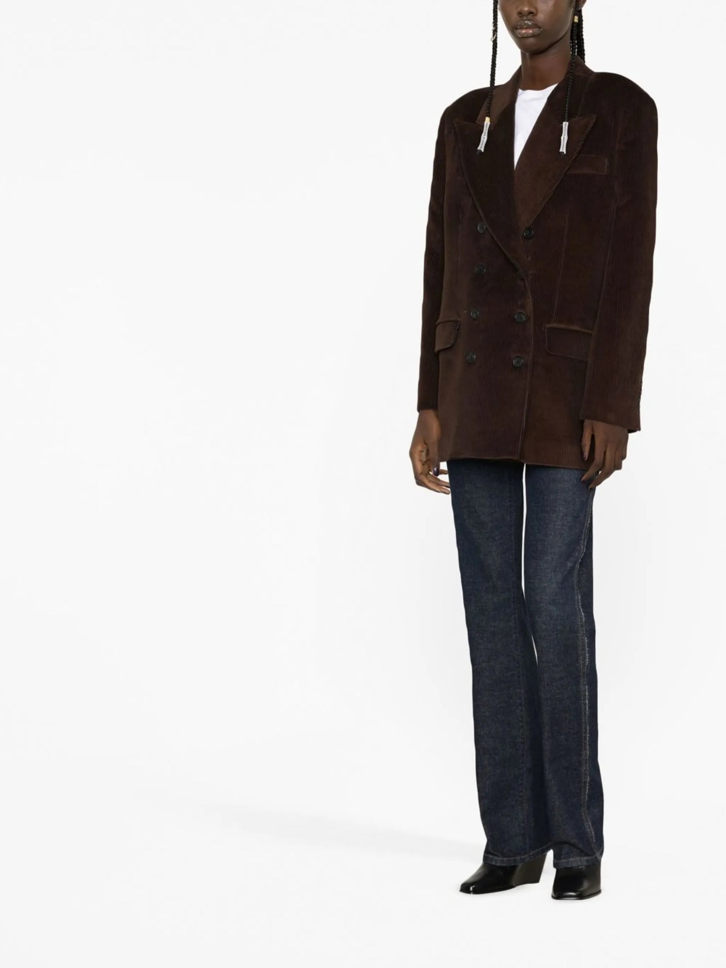 double-breasted corduroy blazer