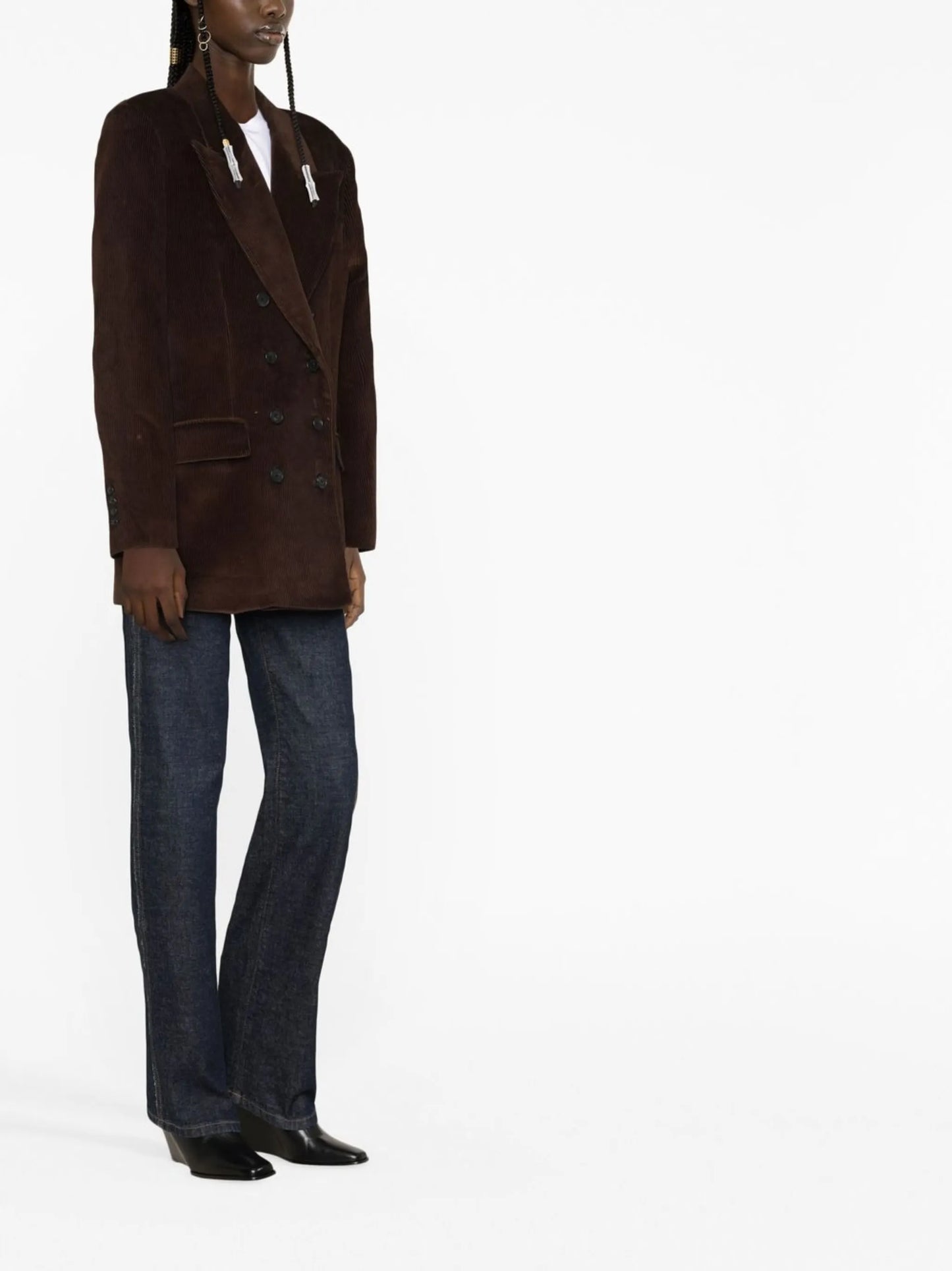double-breasted corduroy blazer