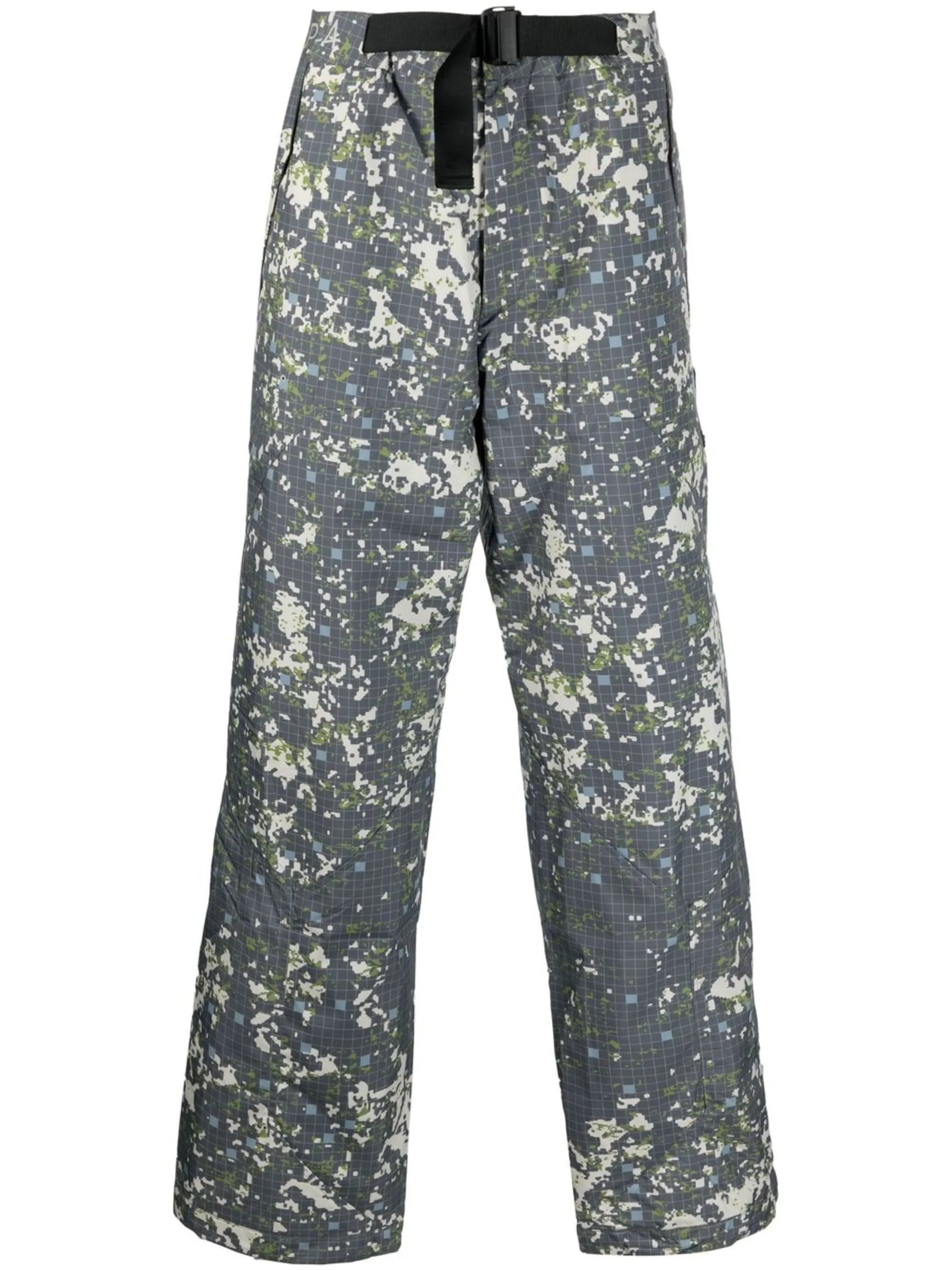 abstract-print straight-leg trousers