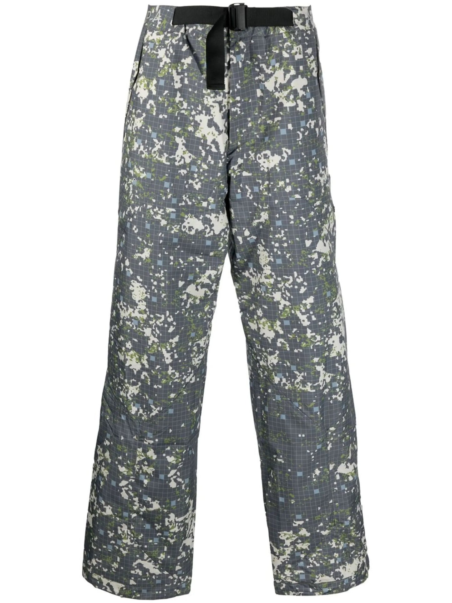 abstract-print straight-leg trousers
