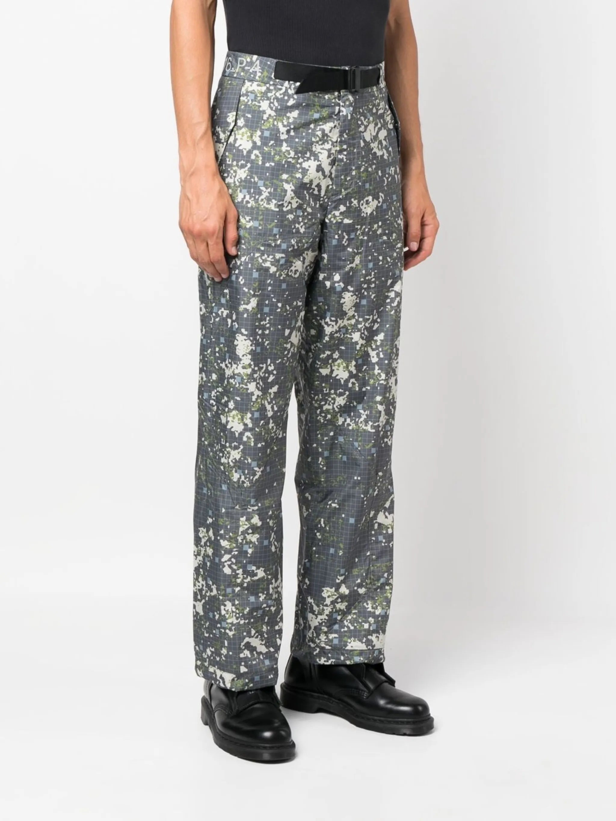 abstract-print straight-leg trousers