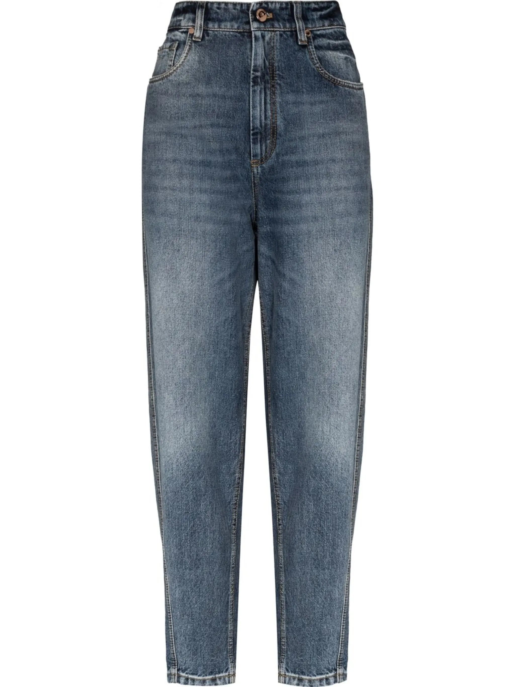 mid-rise tapered jeans