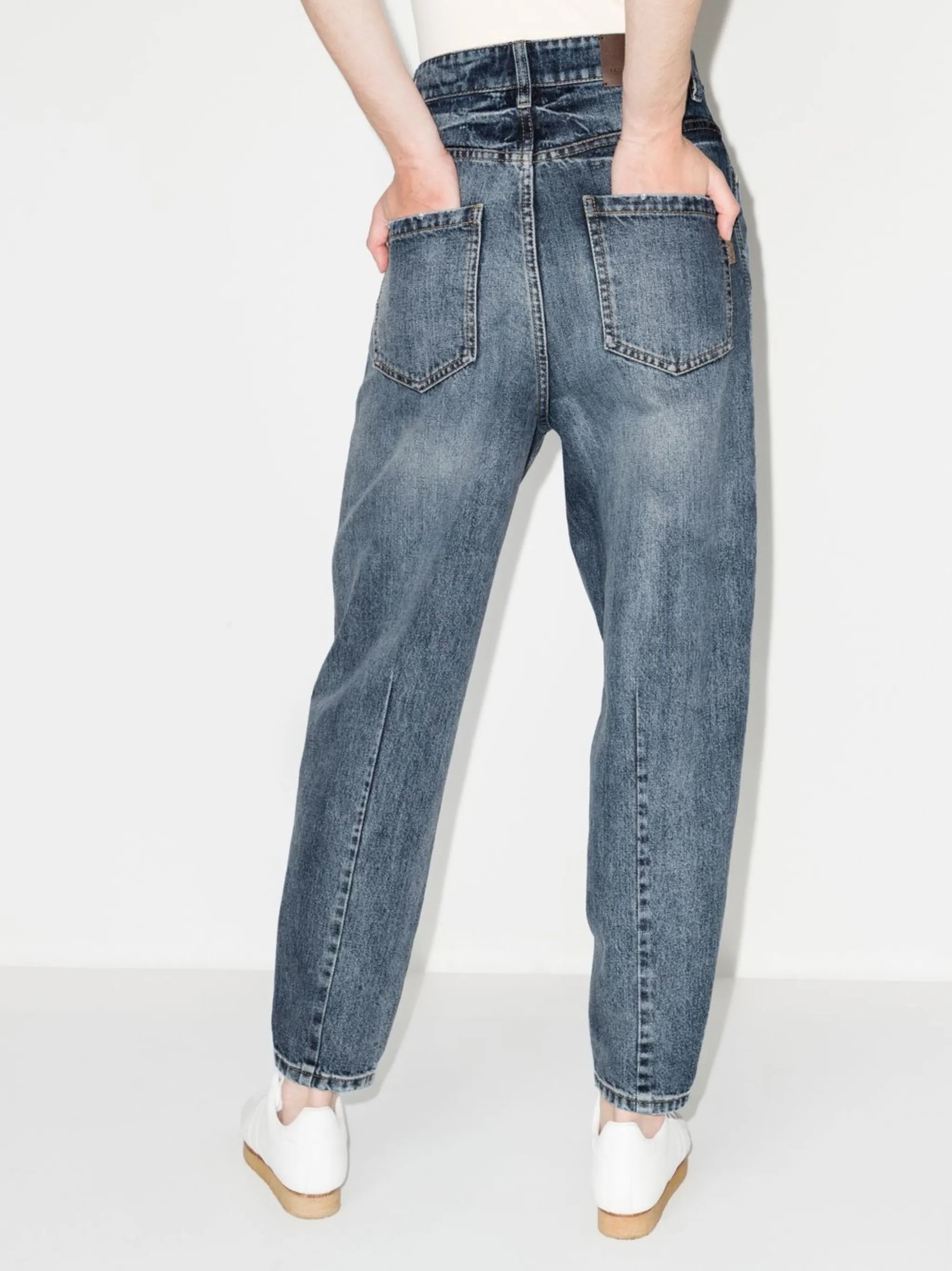 mid-rise tapered jeans