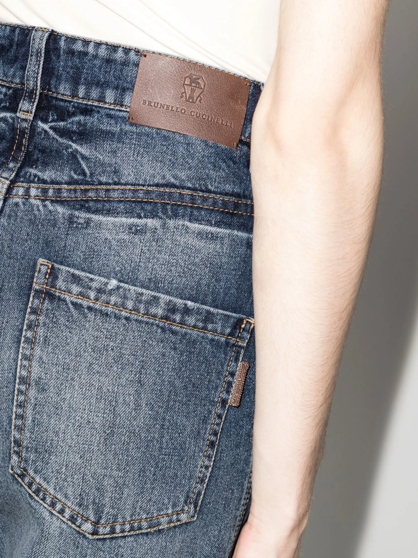 mid-rise tapered jeans