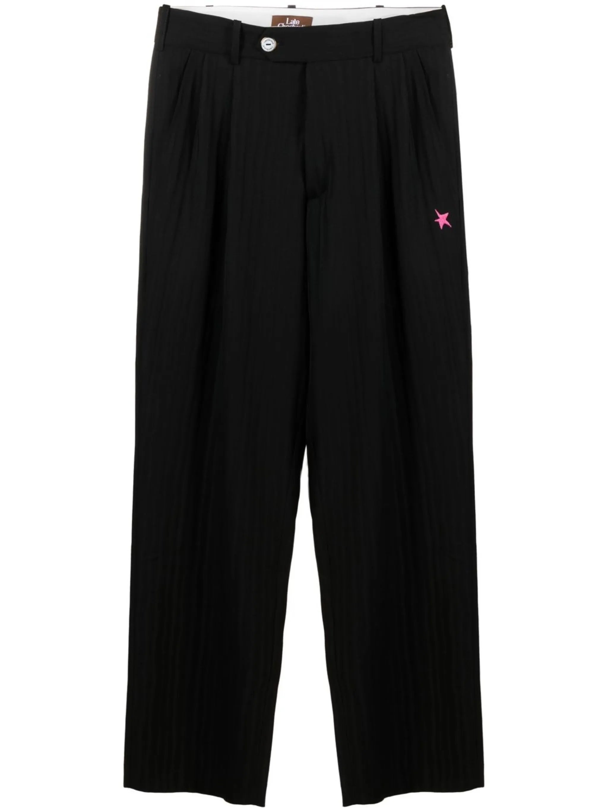 embroidered-detail wide leg trousers