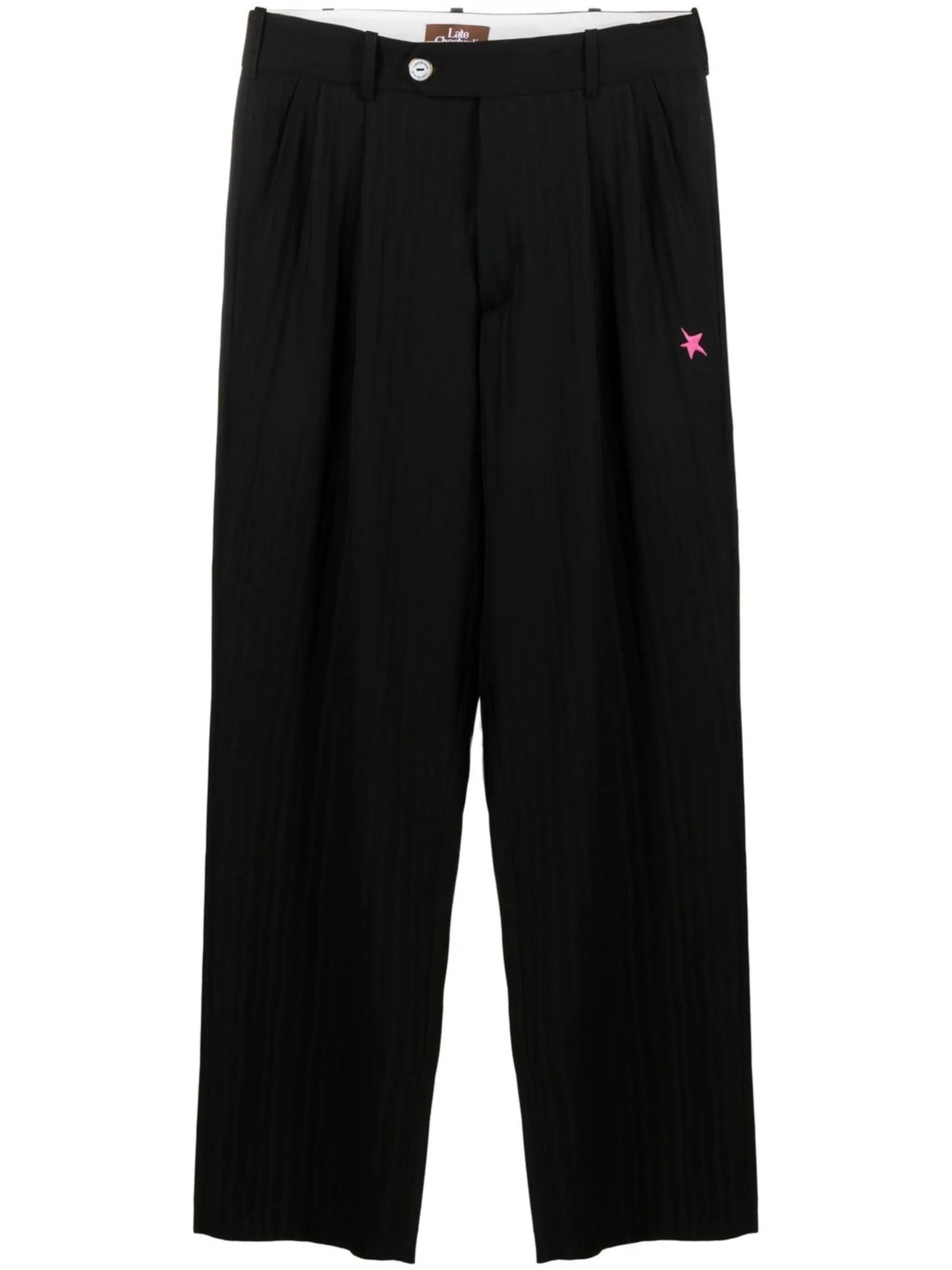 embroidered-detail wide leg trousers