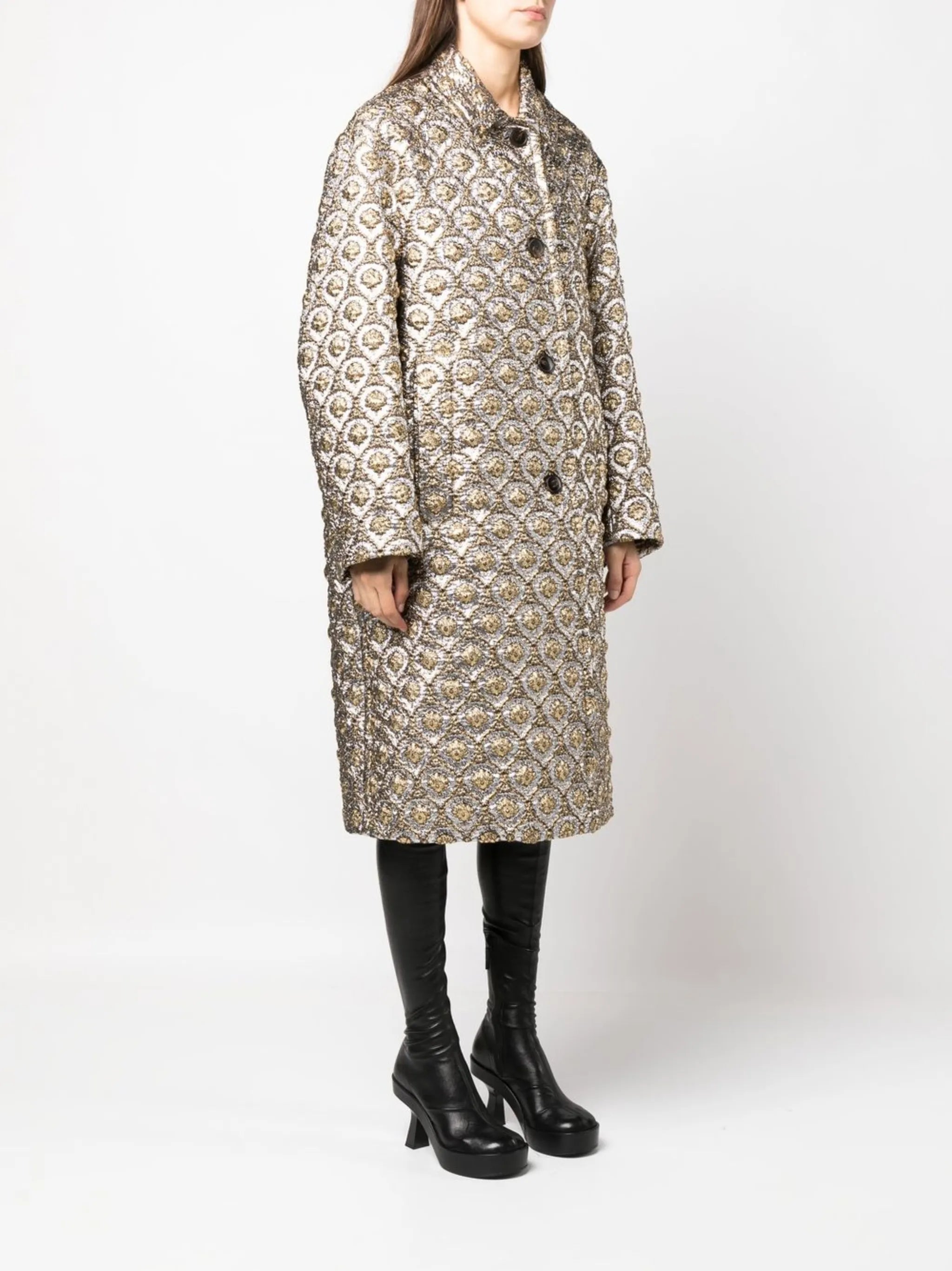 patterned jacquard coat