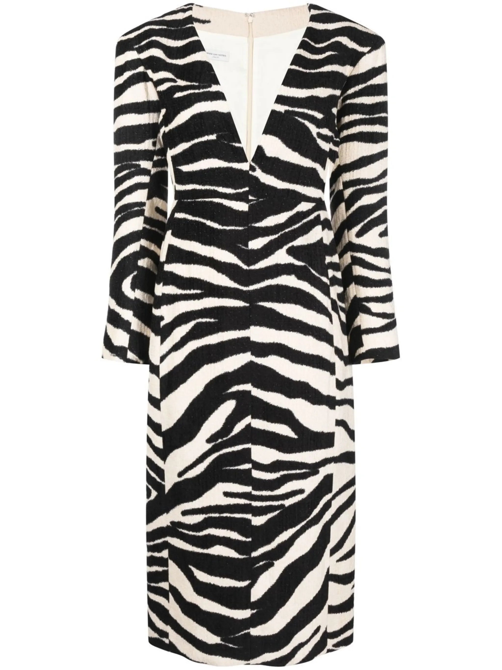 Debra zebra-jacquard midi dress