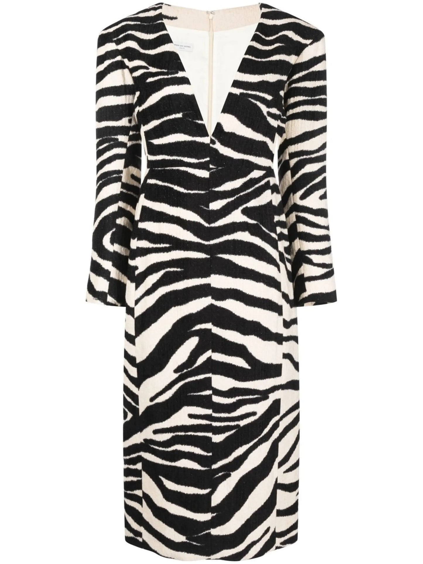 Debra zebra-jacquard midi dress
