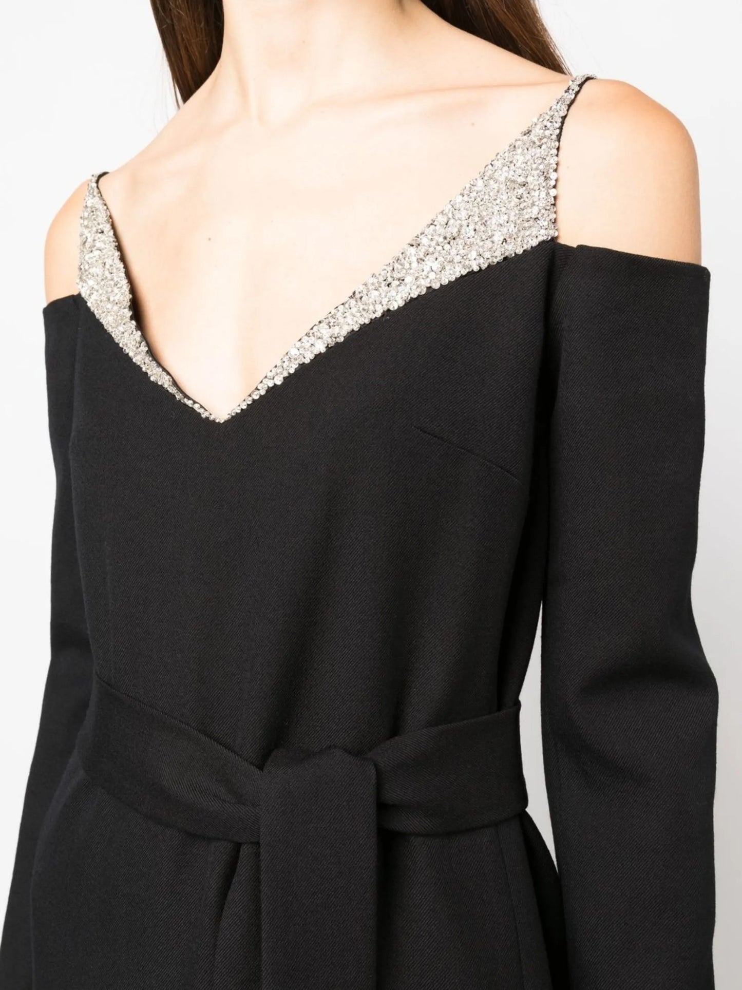 sequin strap belted dress