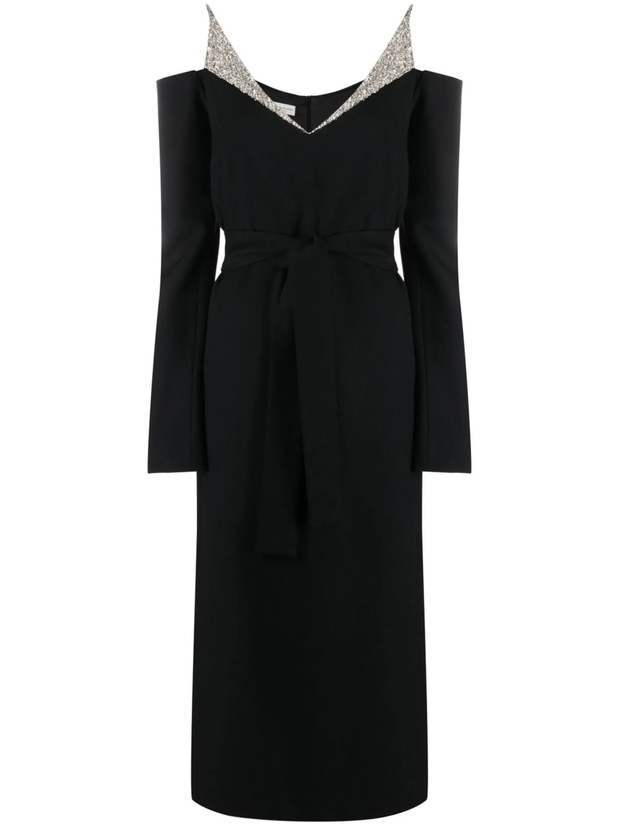 sequin strap belted dress