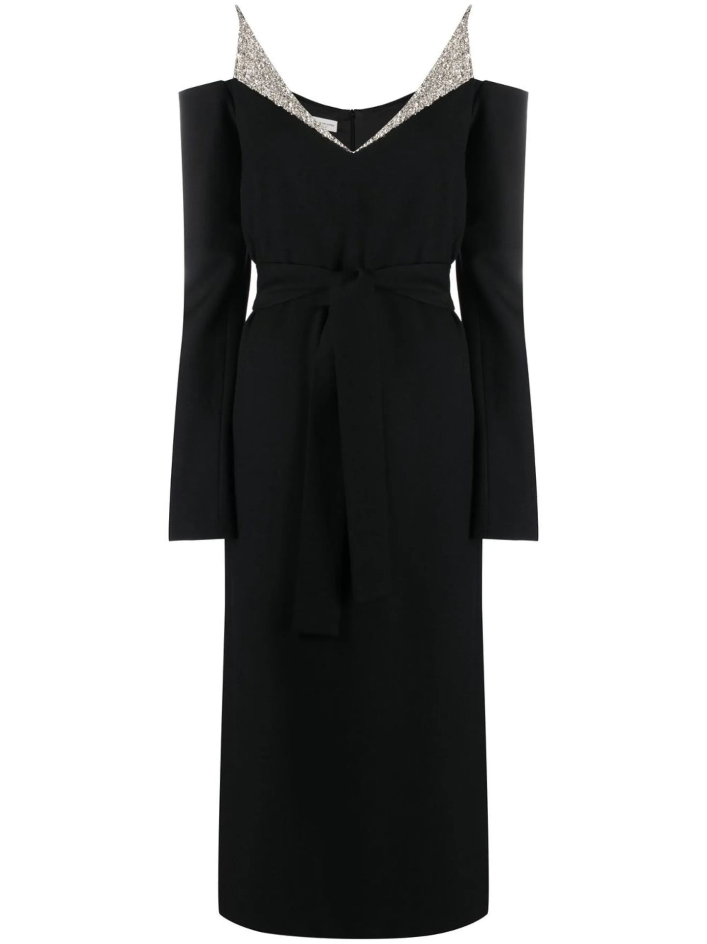 sequin strap belted dress
