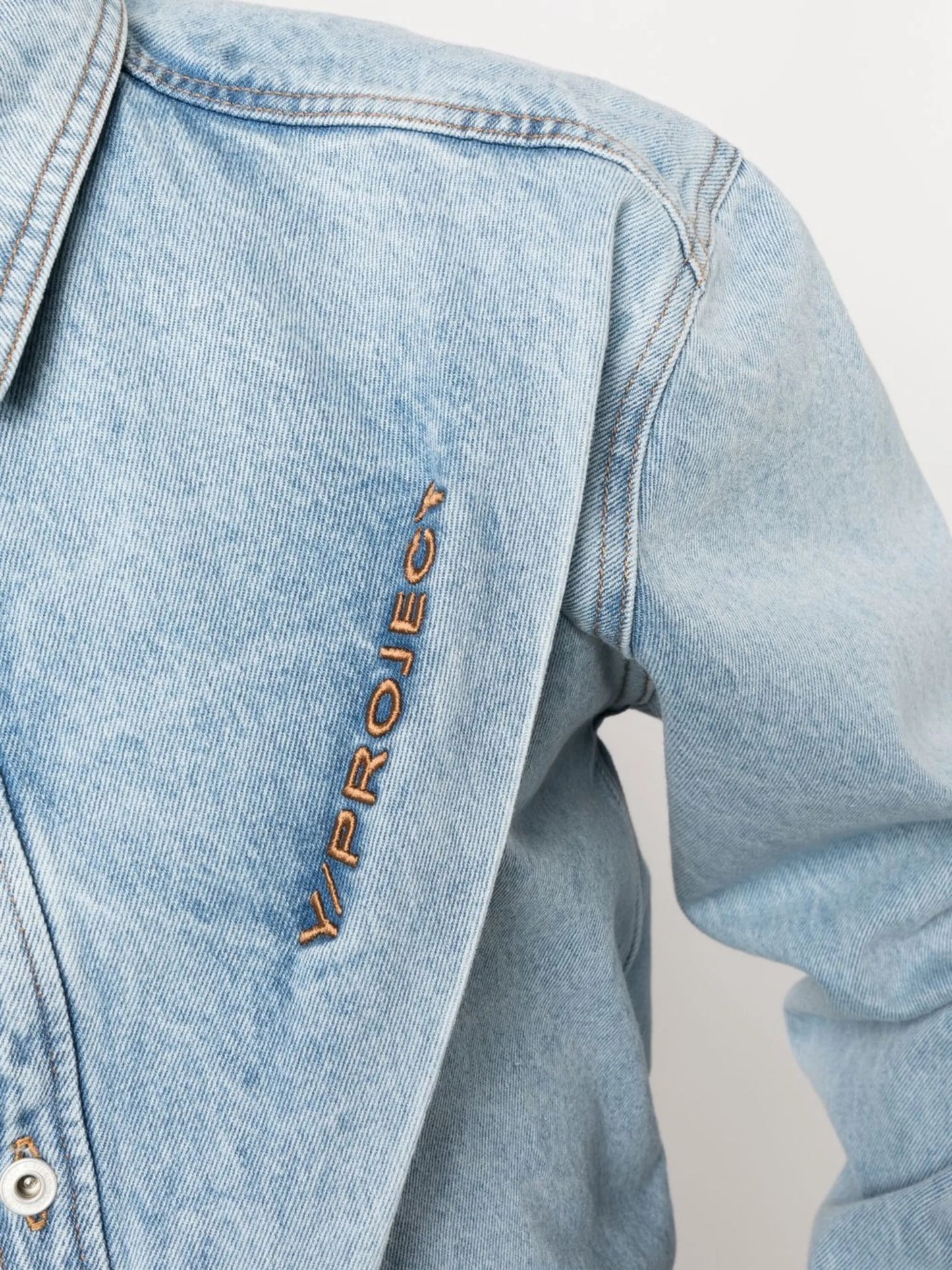 logo-embroidered oversized denim shirt