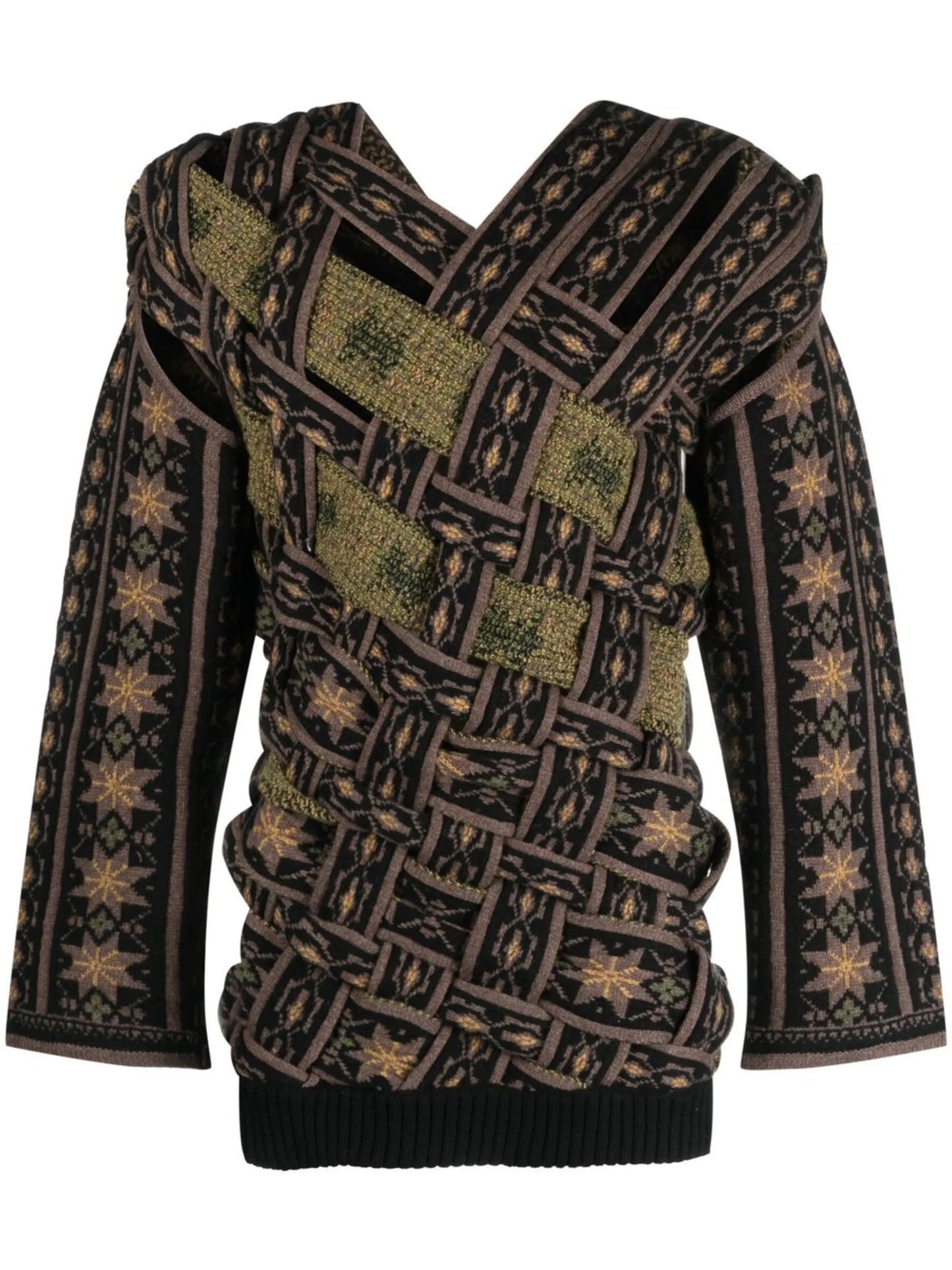 pattern-intarsia knit cut-out jumper