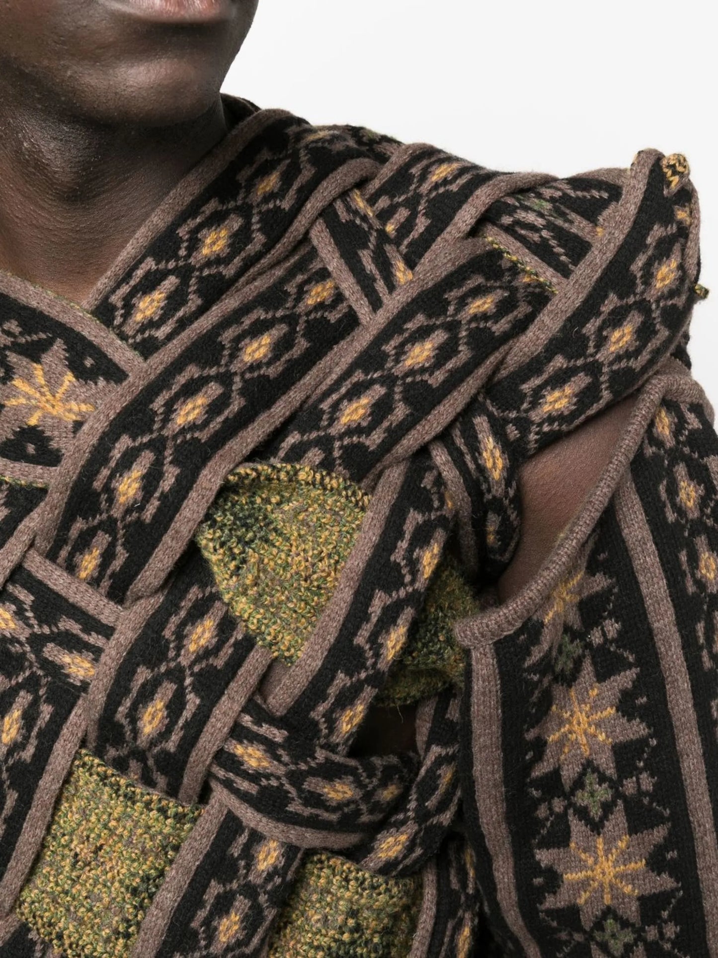 pattern-intarsia knit cut-out jumper