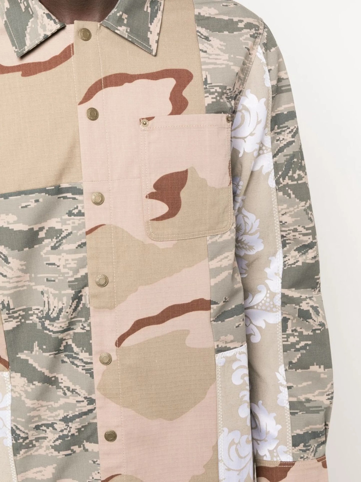 camouflage-print panelled shirt jacket