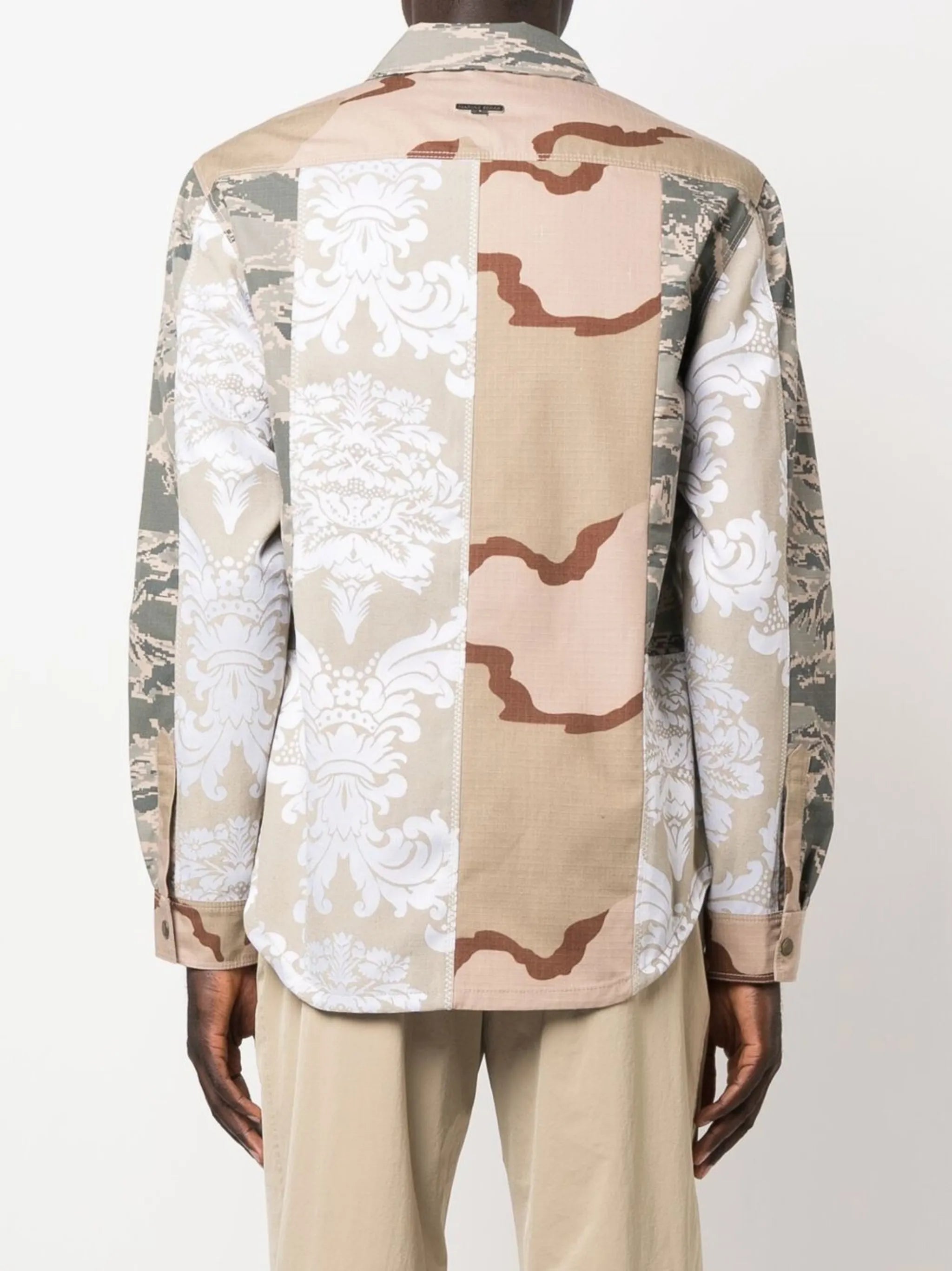 camouflage-print panelled shirt jacket