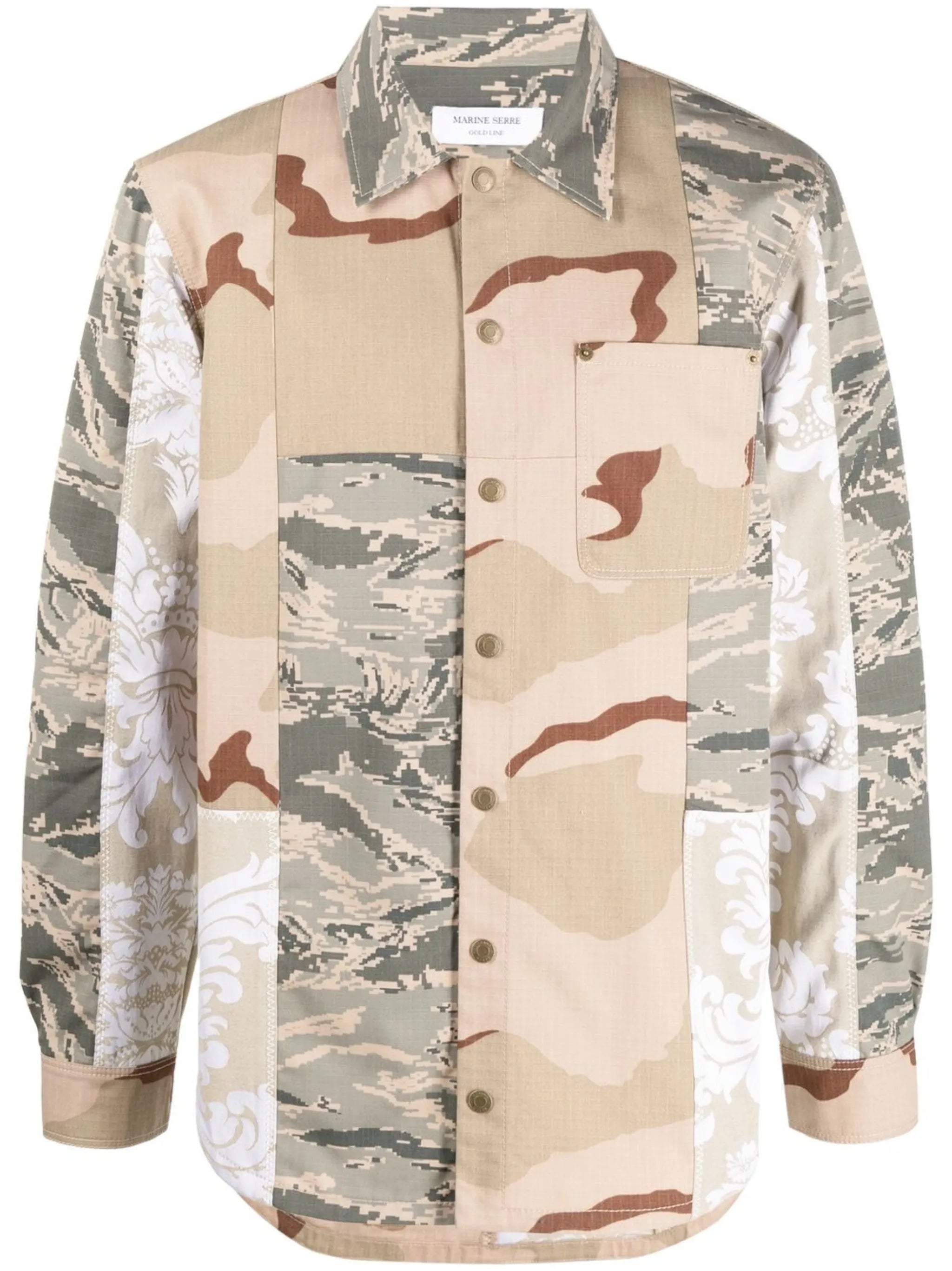camouflage-print panelled shirt jacket