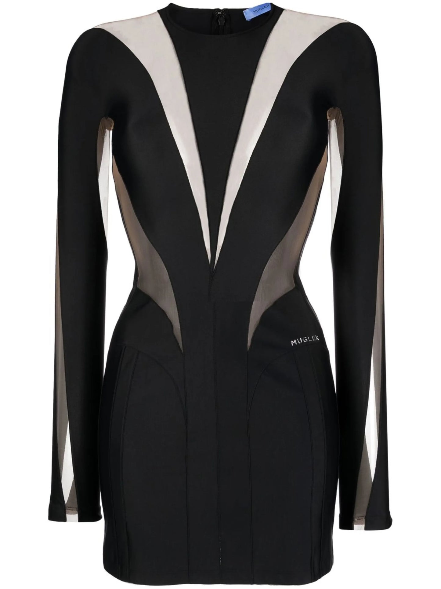 logo-plaque sheer-panel dress