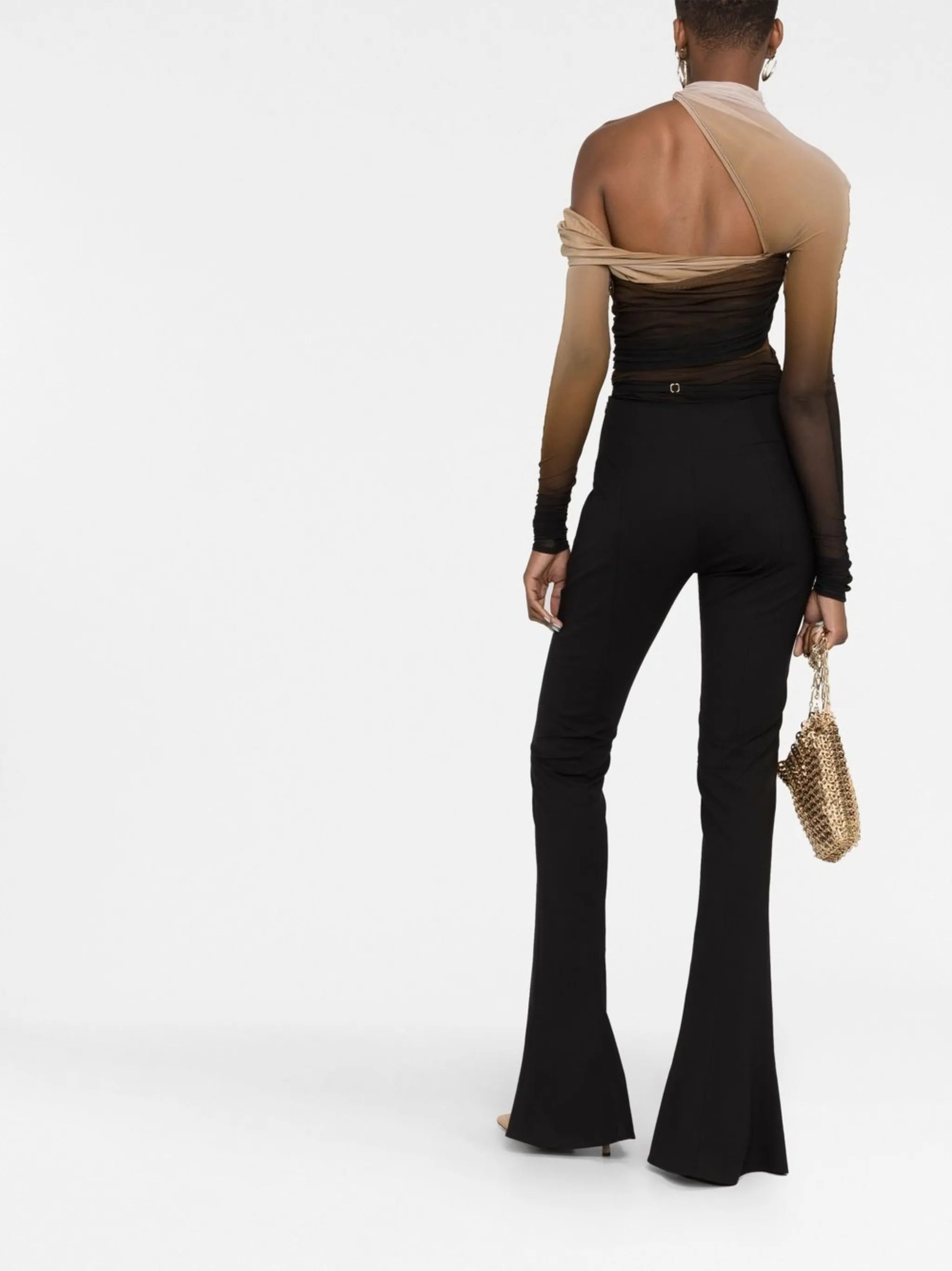ruched-panel sheer bodysuit