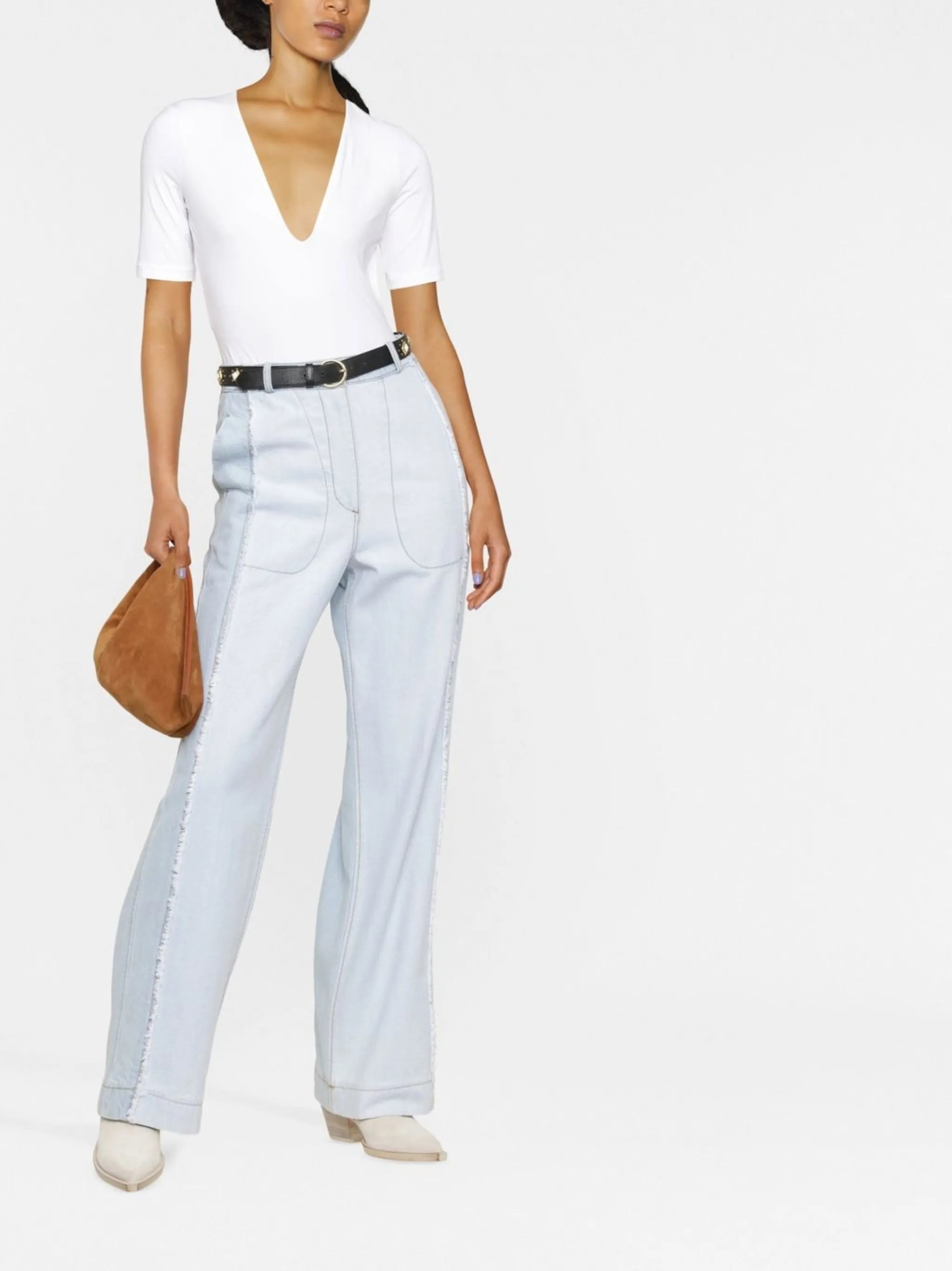 V-neck short-sleeved bodysuit