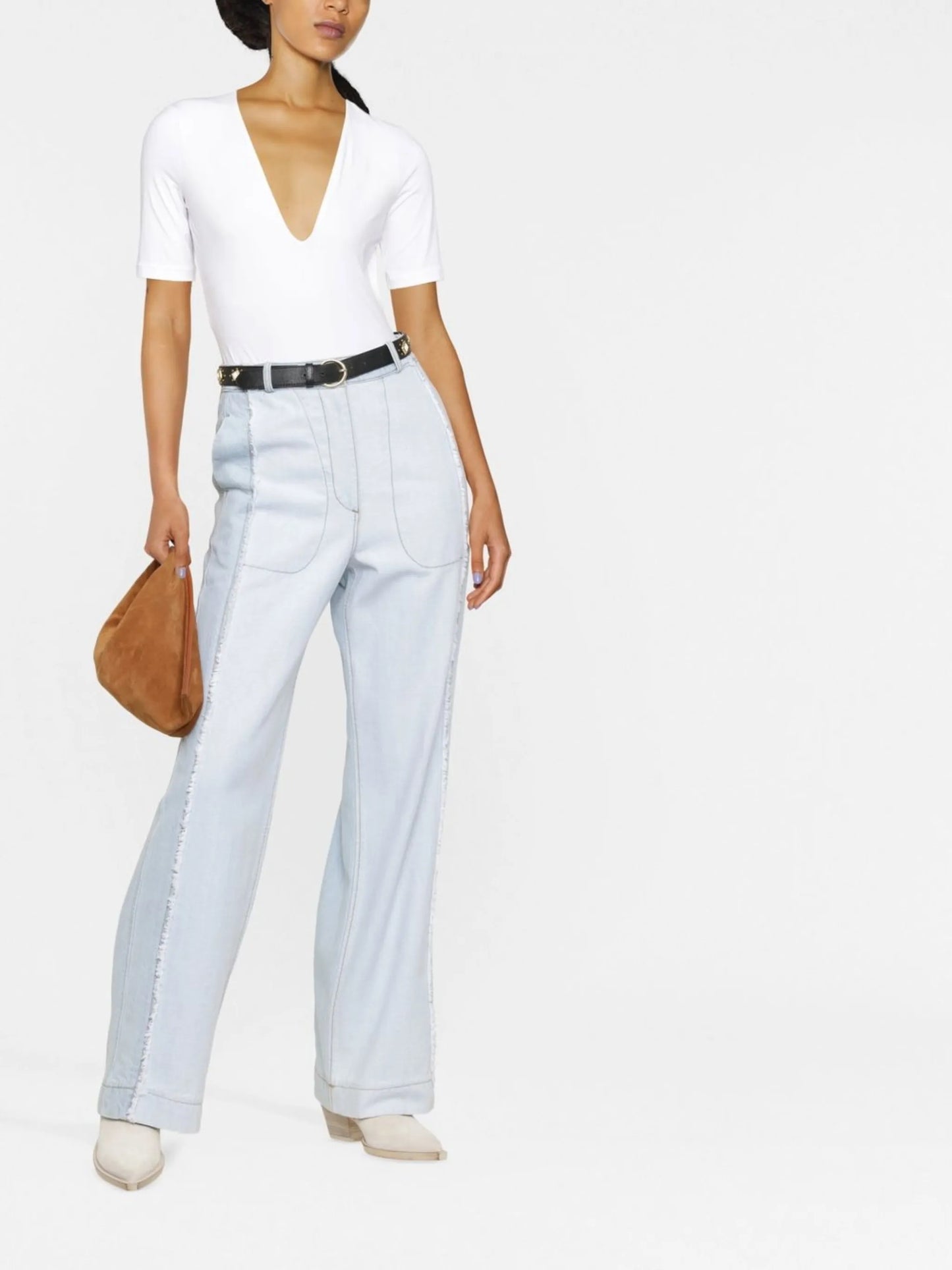 V-neck short-sleeved bodysuit