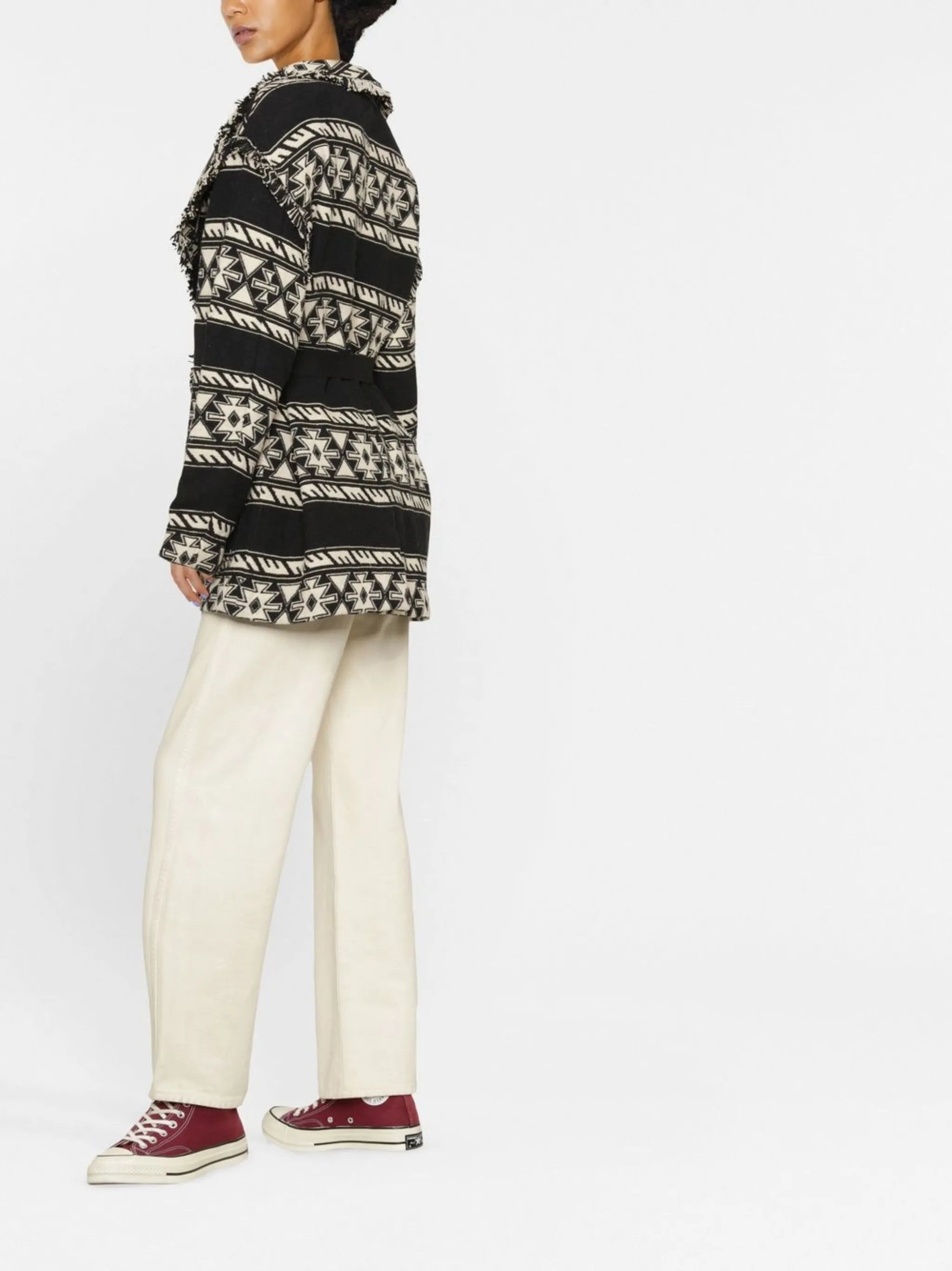 geometric-print coat