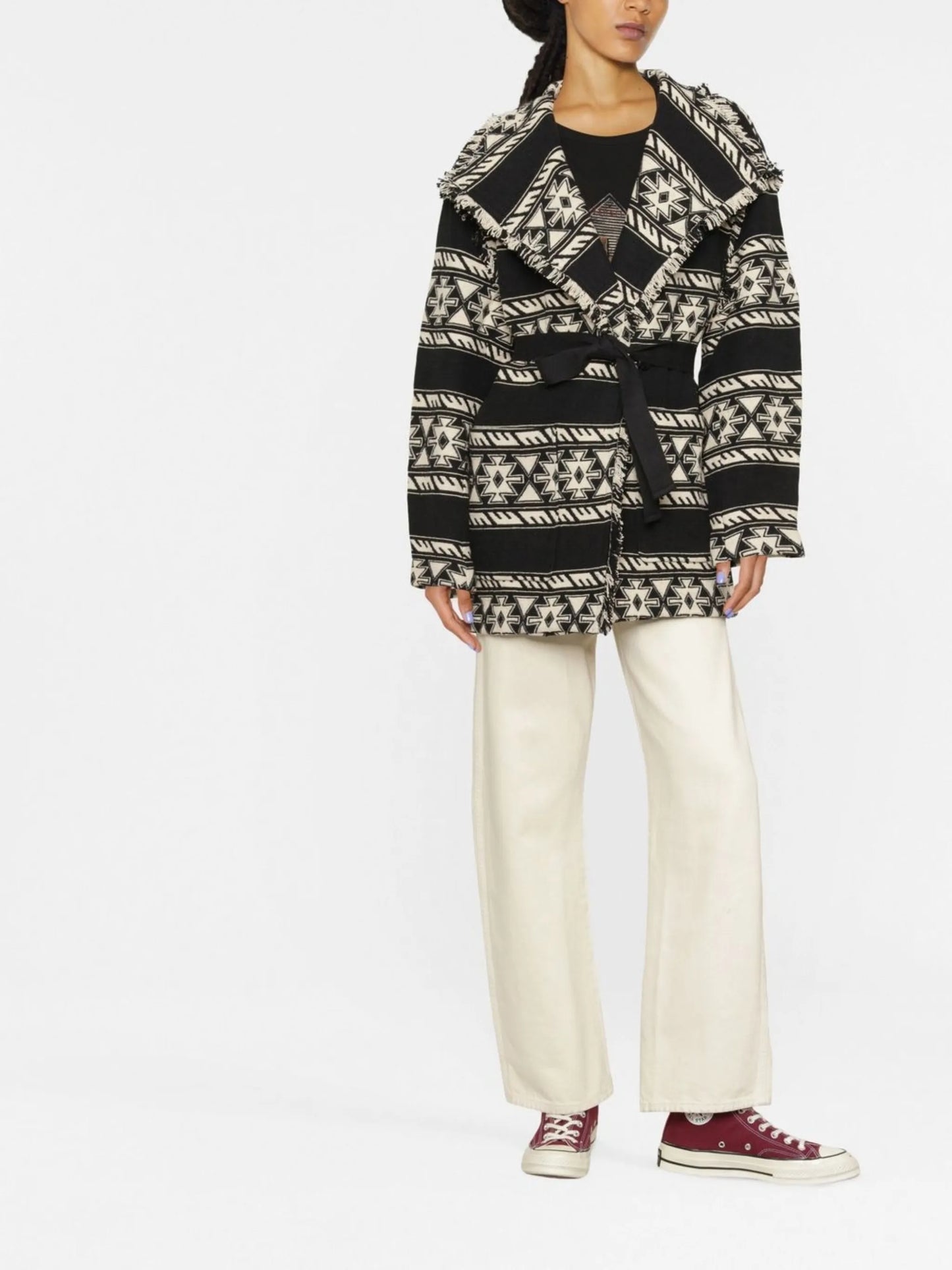 geometric-print coat