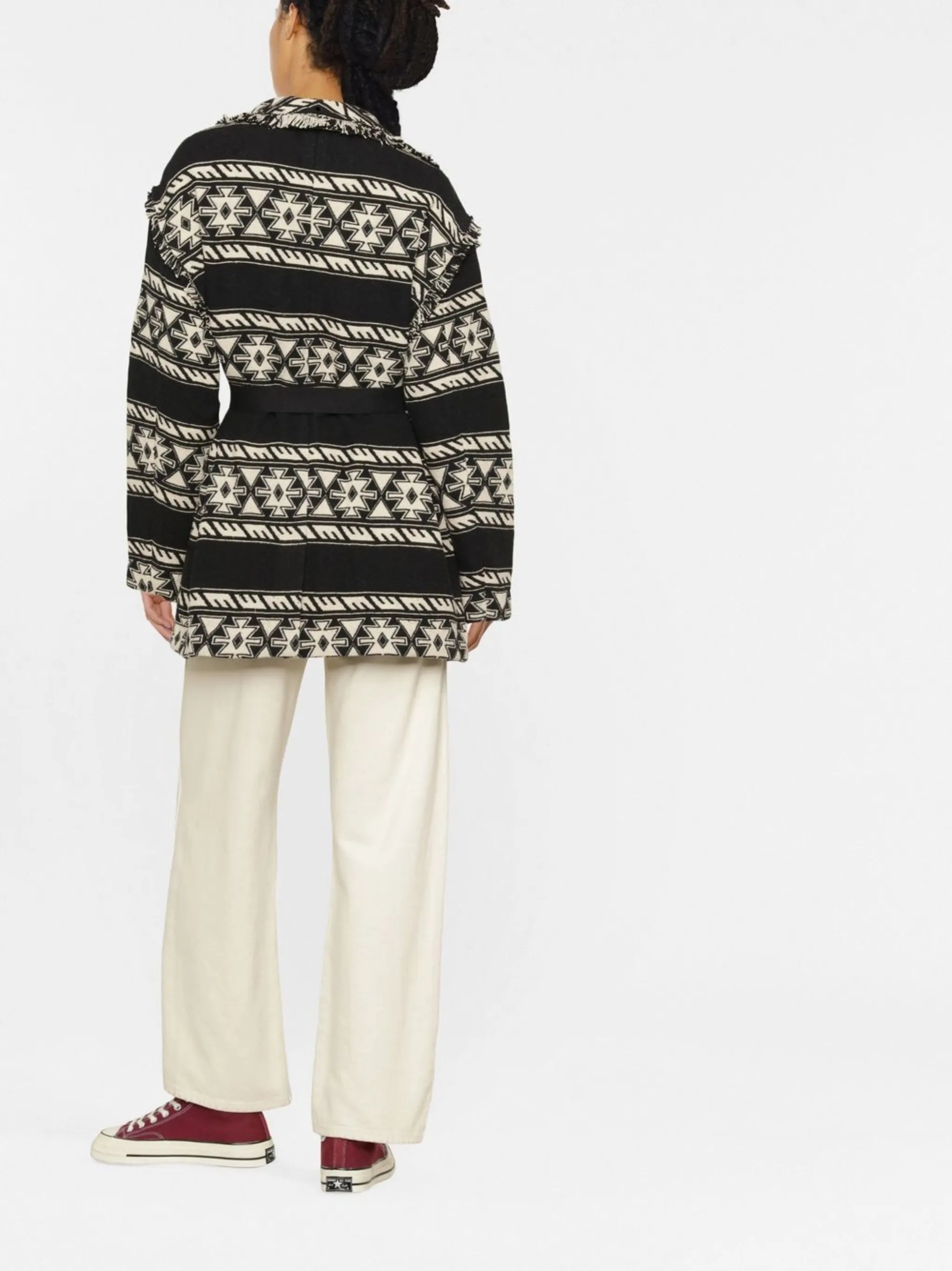 geometric-print coat