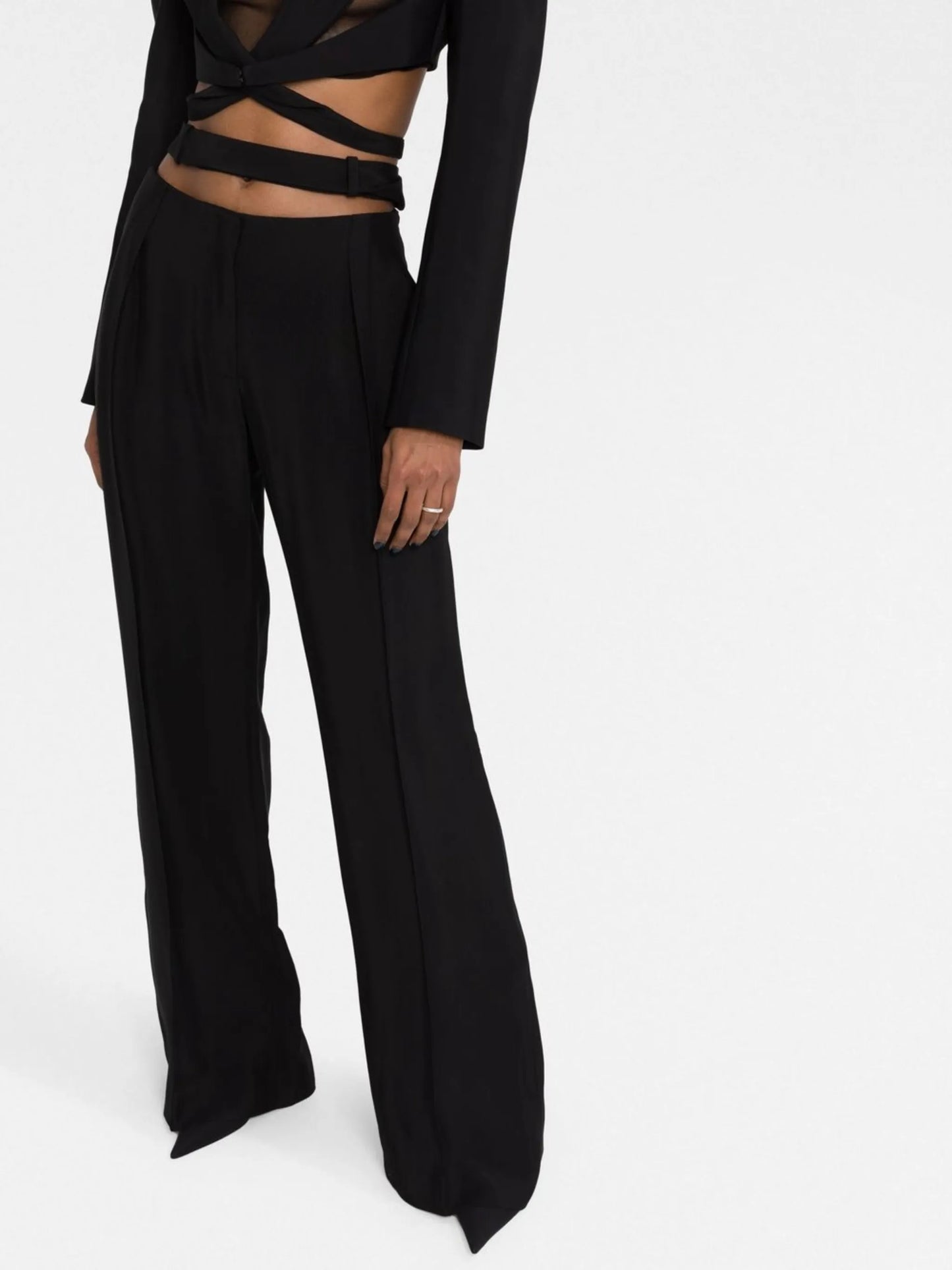 high-waisted tailored trousers