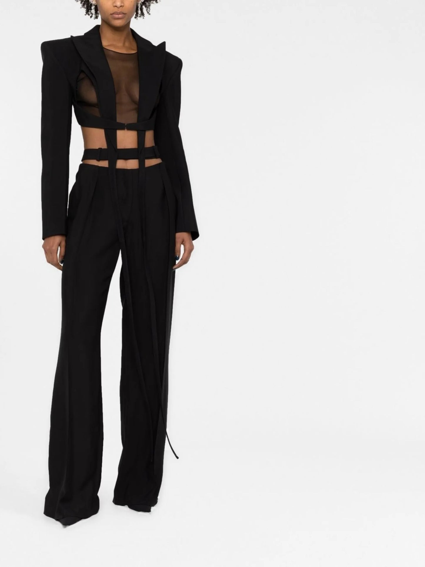 high-waisted tailored trousers