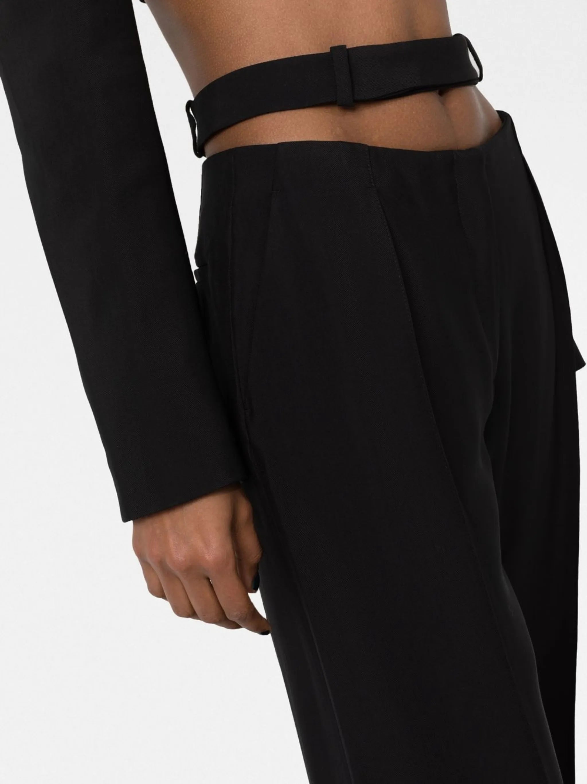 high-waisted tailored trousers